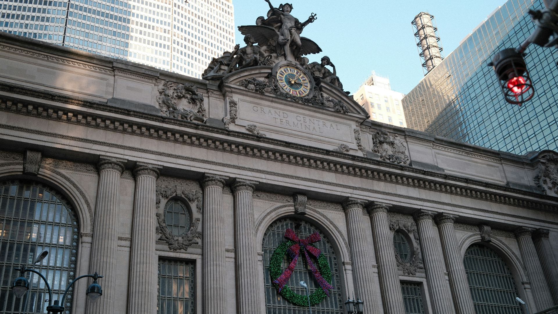 A large building with a clock on the front of it