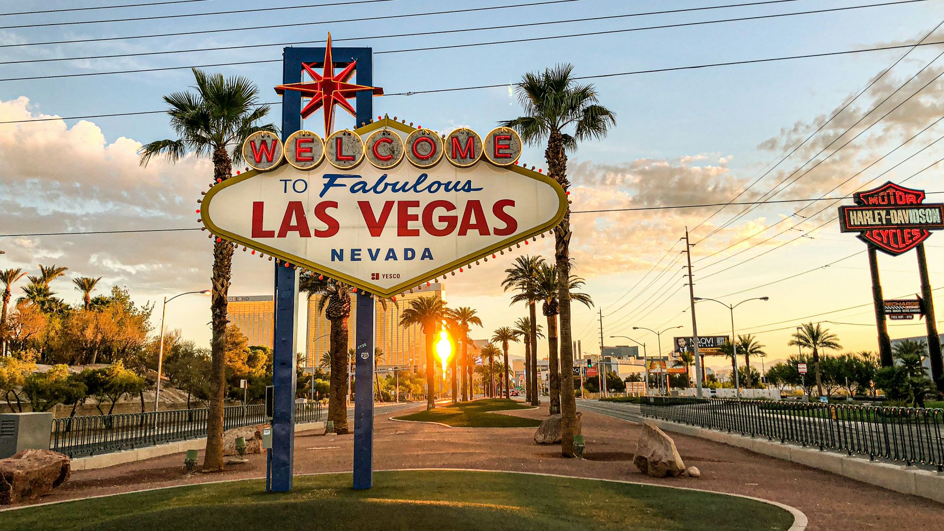 Las Vegas Nevada billboard under white and blue sky