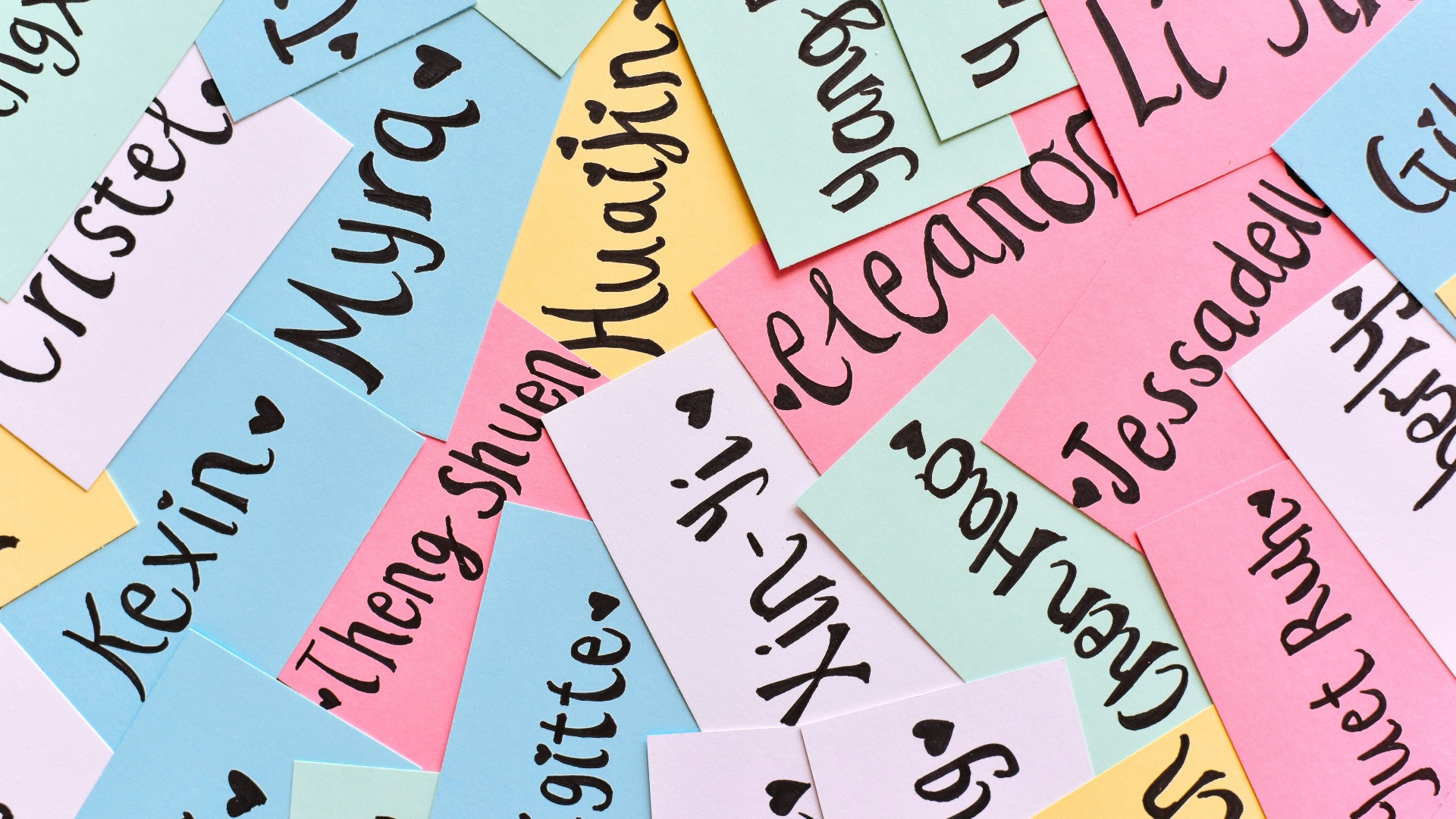 assorted-color of name cards