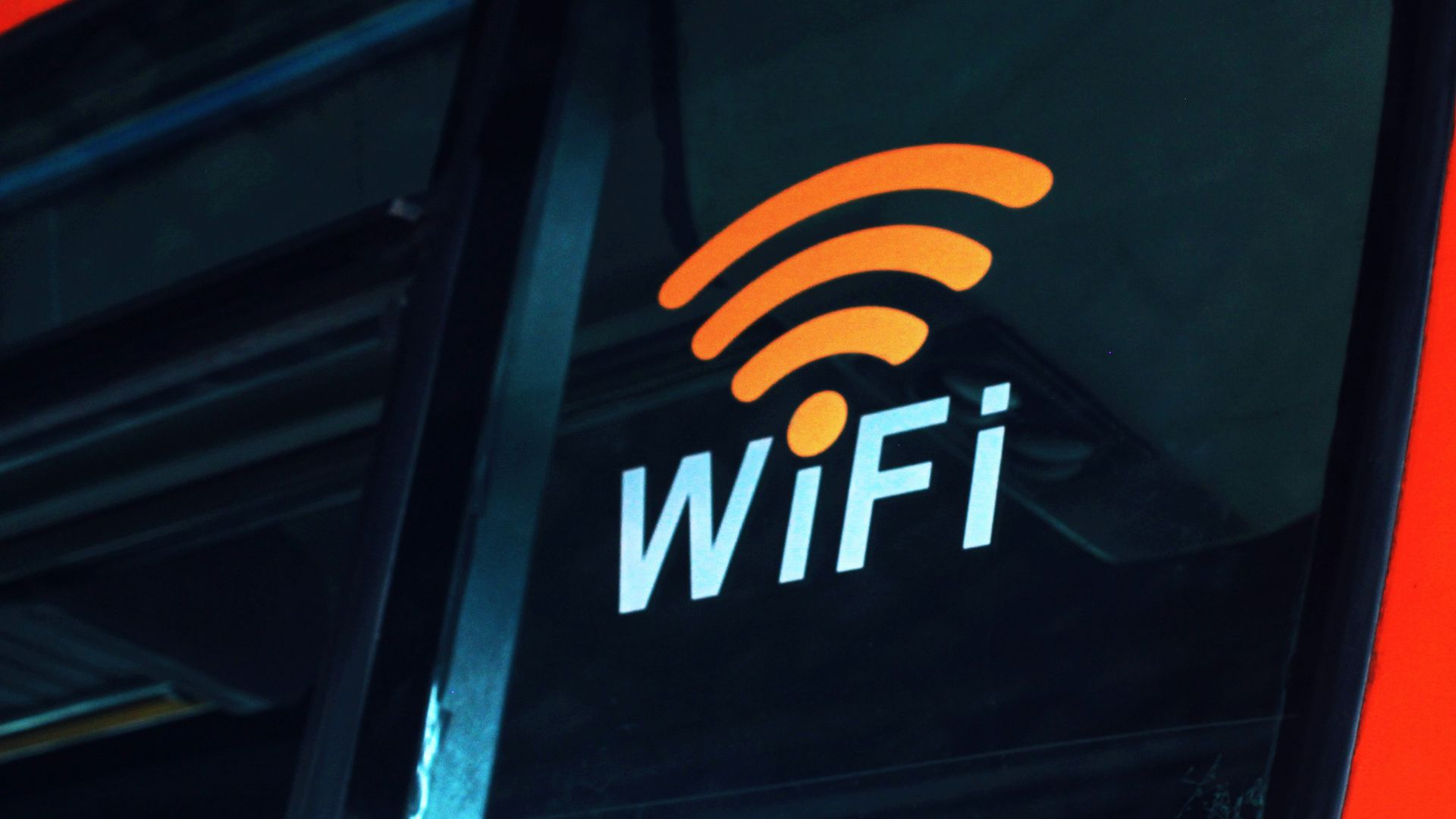 a close up of the wifi logo on the side of a bus