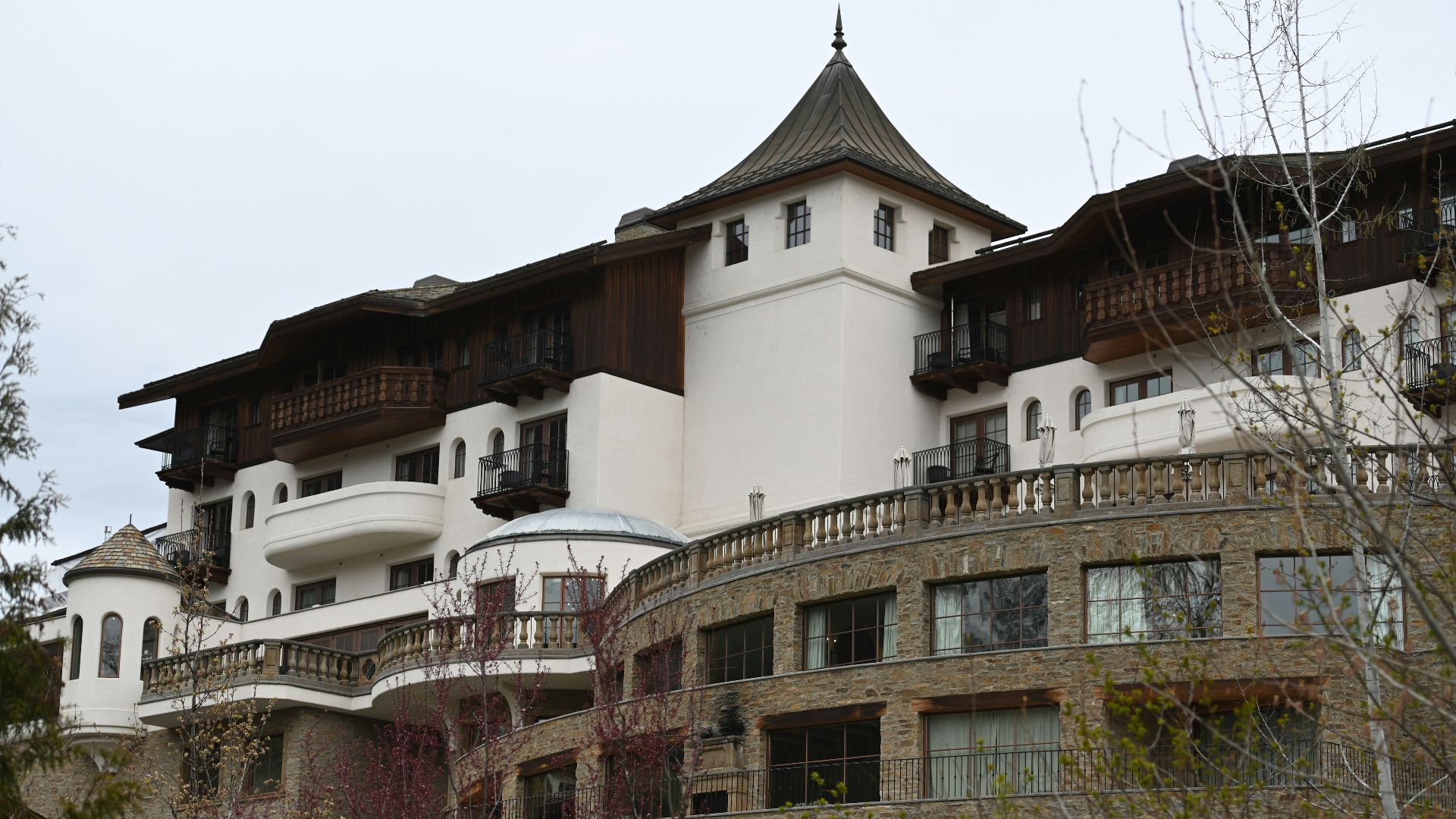 a large building with a clock on the side of it