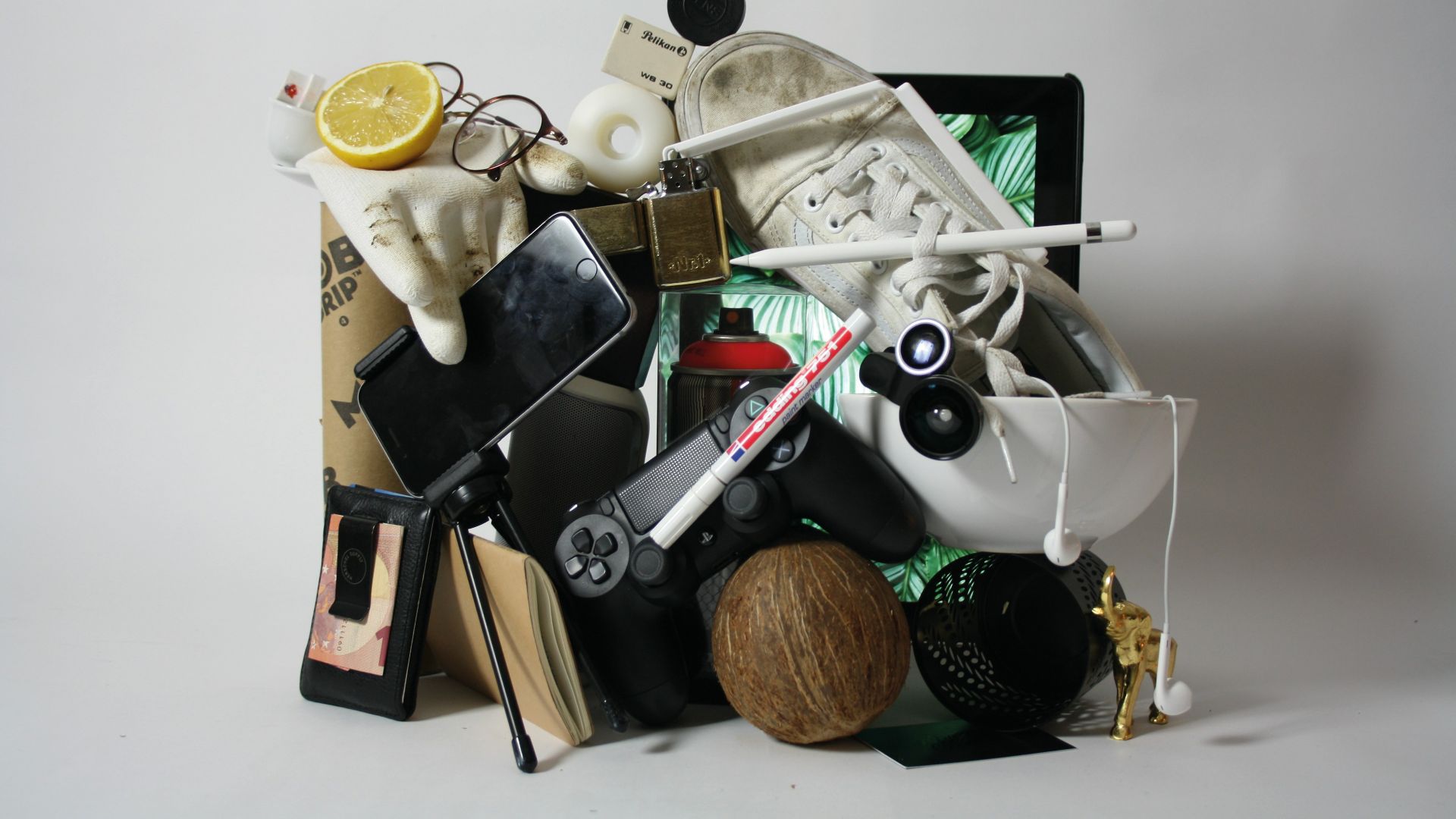pile of assorted-color products
