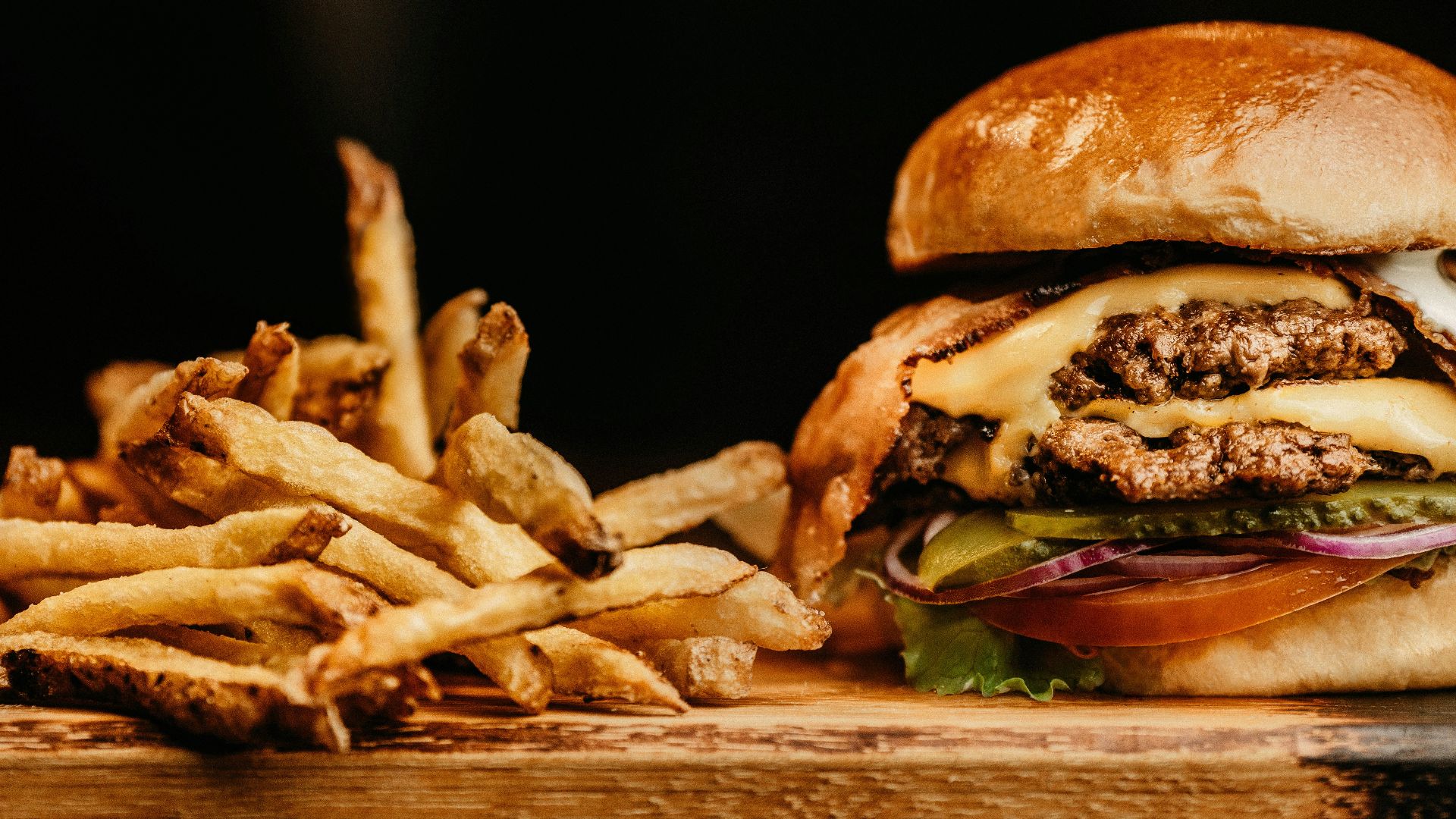burger with fries