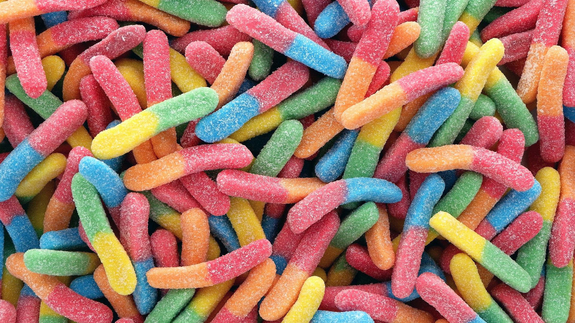 multicolored candy worms