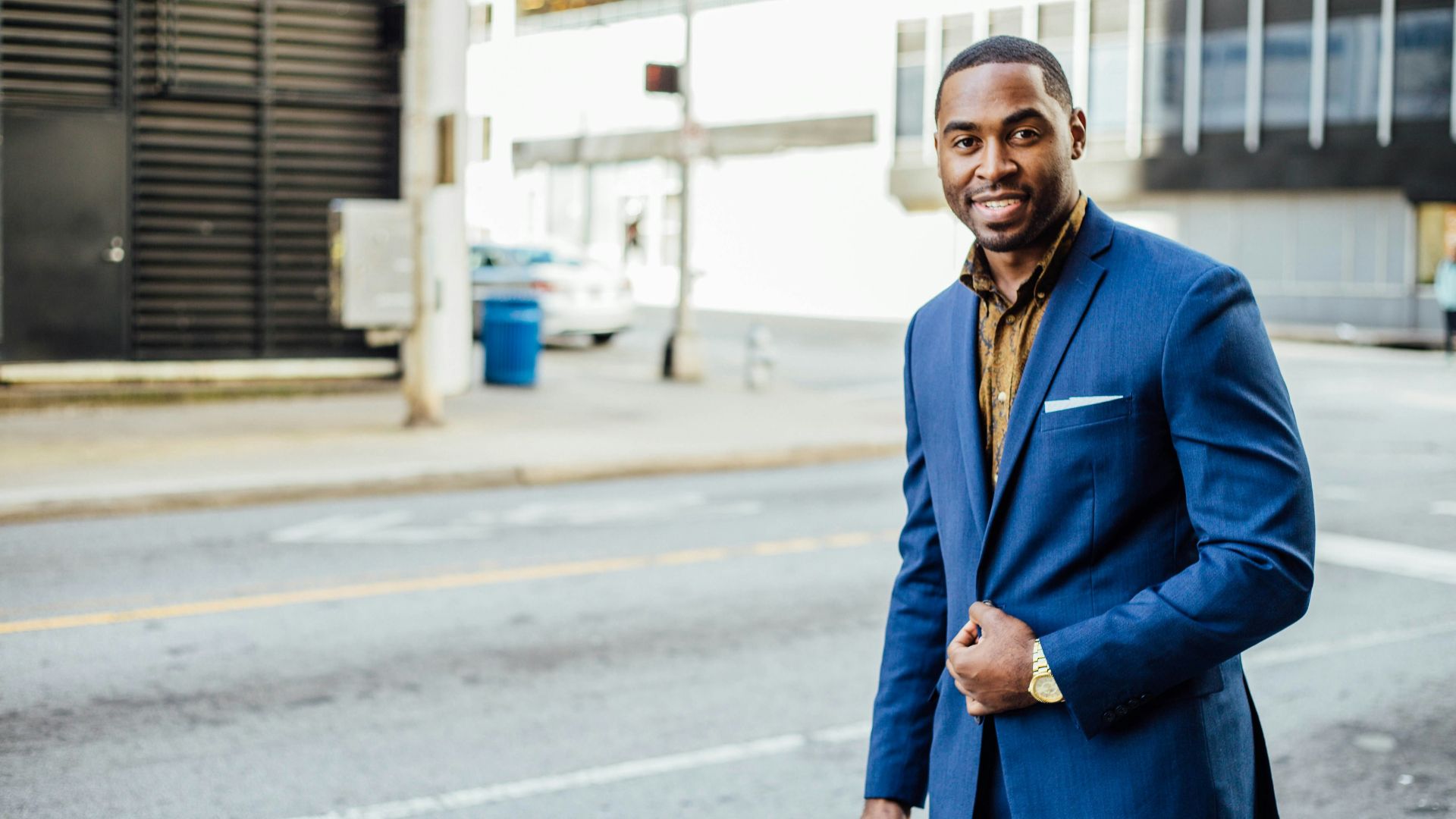 man in blue formal suit