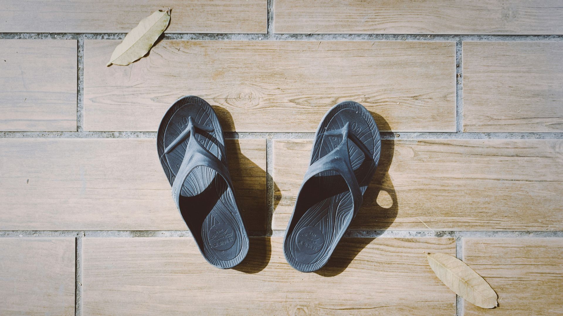 a pair of shoes on a wood floor