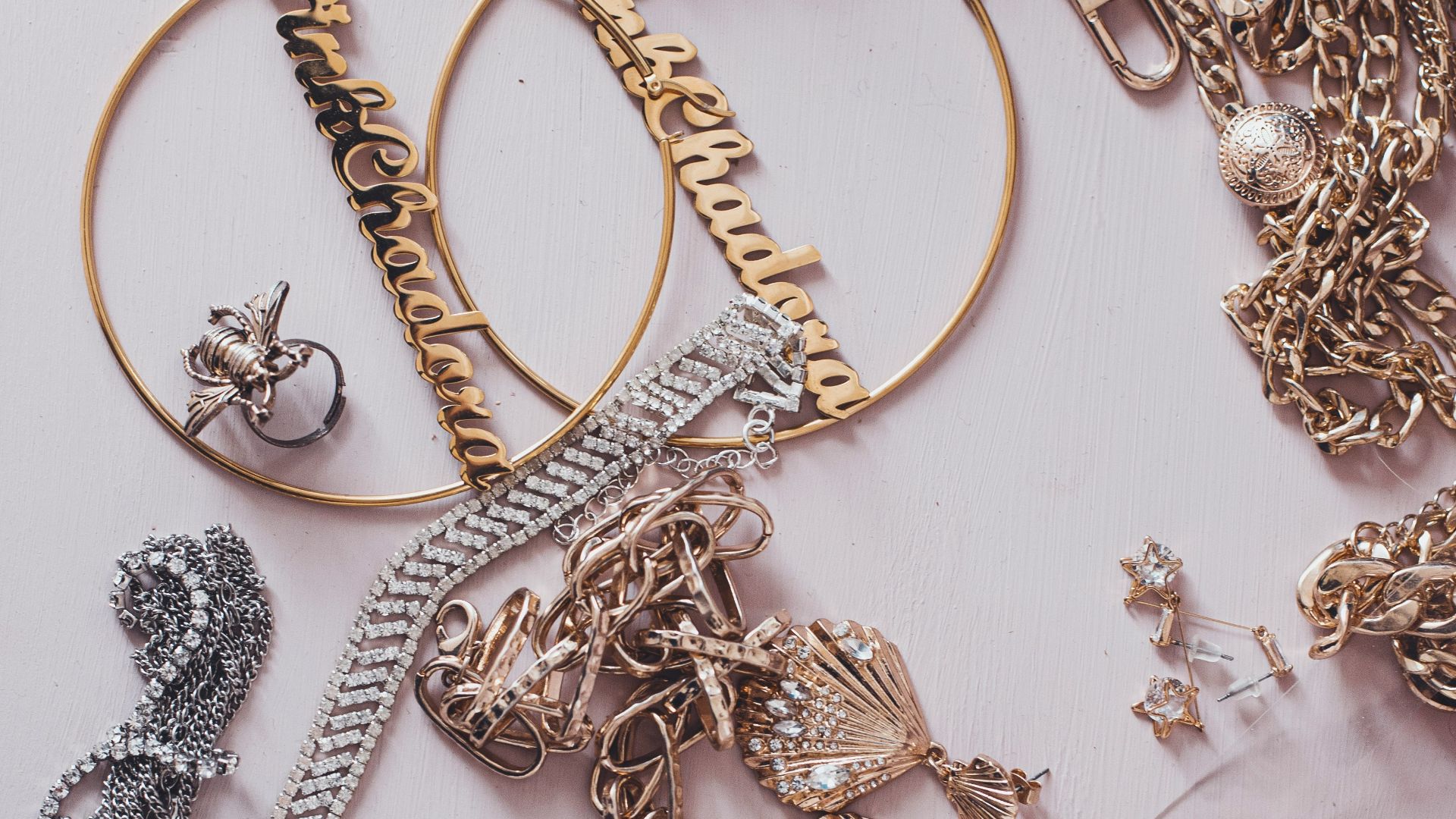 gold and silver beaded necklace