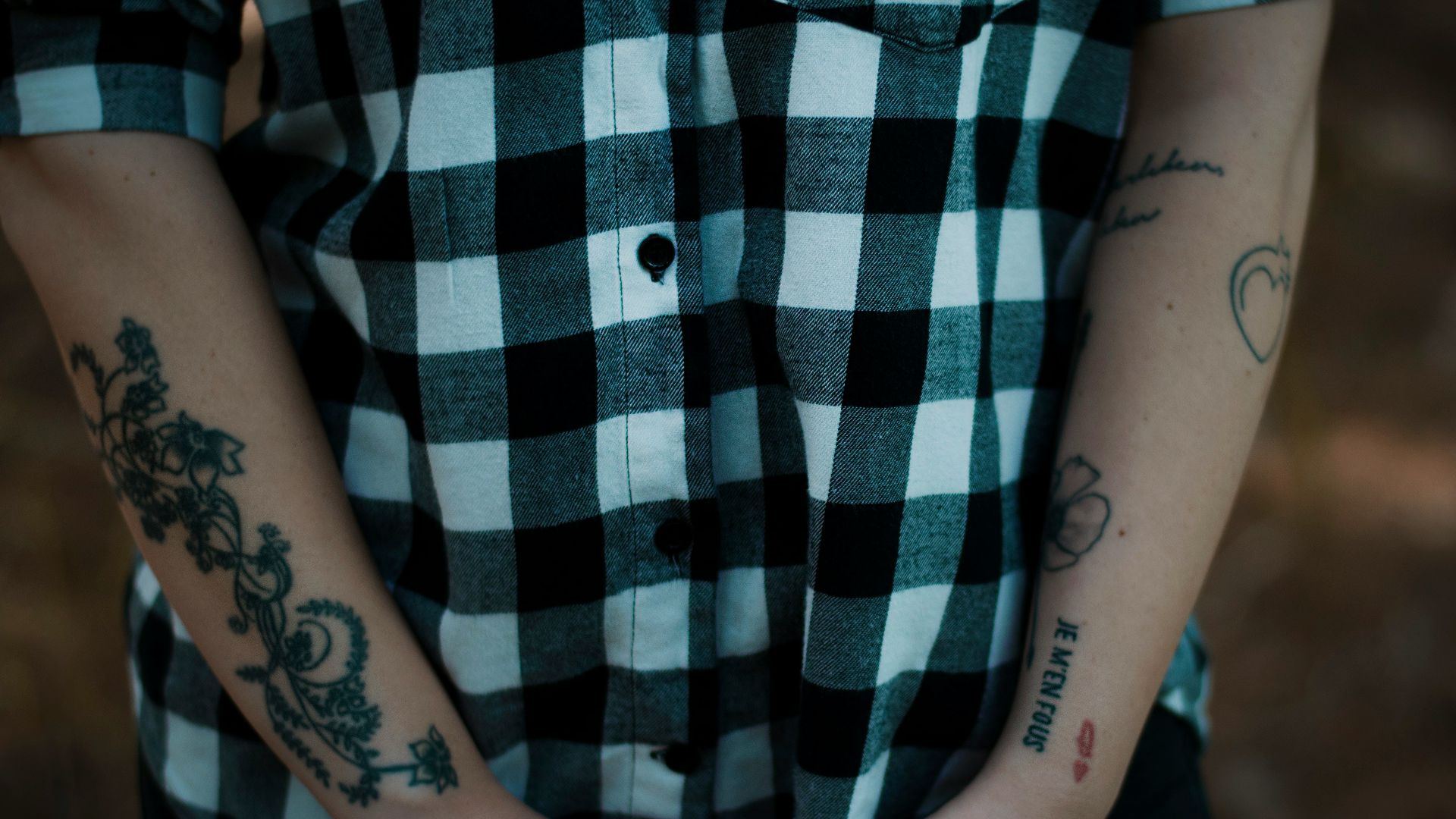 floral tattoo on right arm