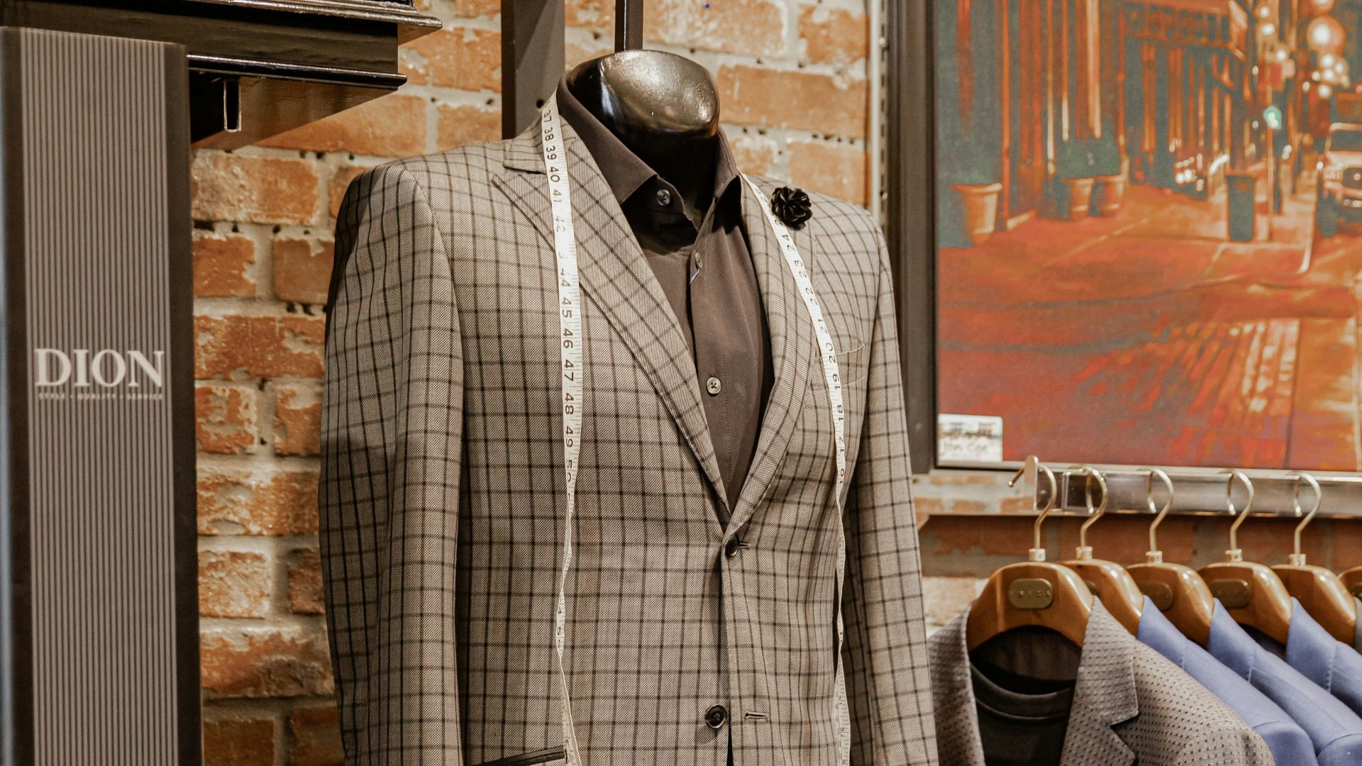 gray and white plaid suit jacket
