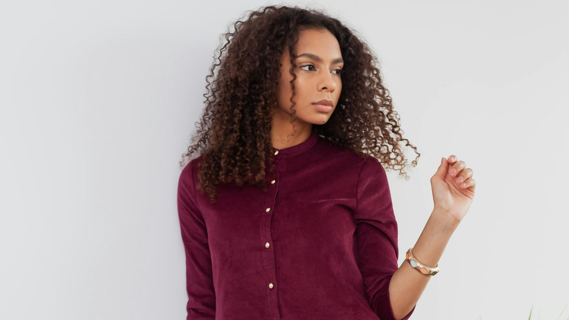 woman in red long sleeve dress
