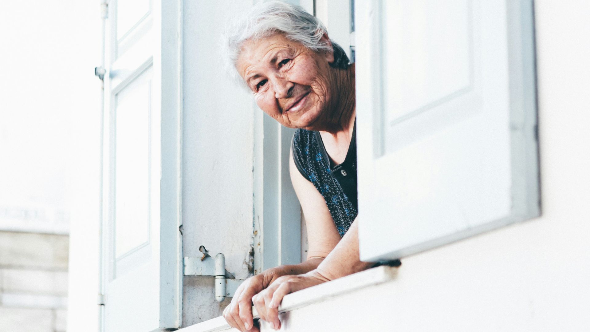 woman peeping at window