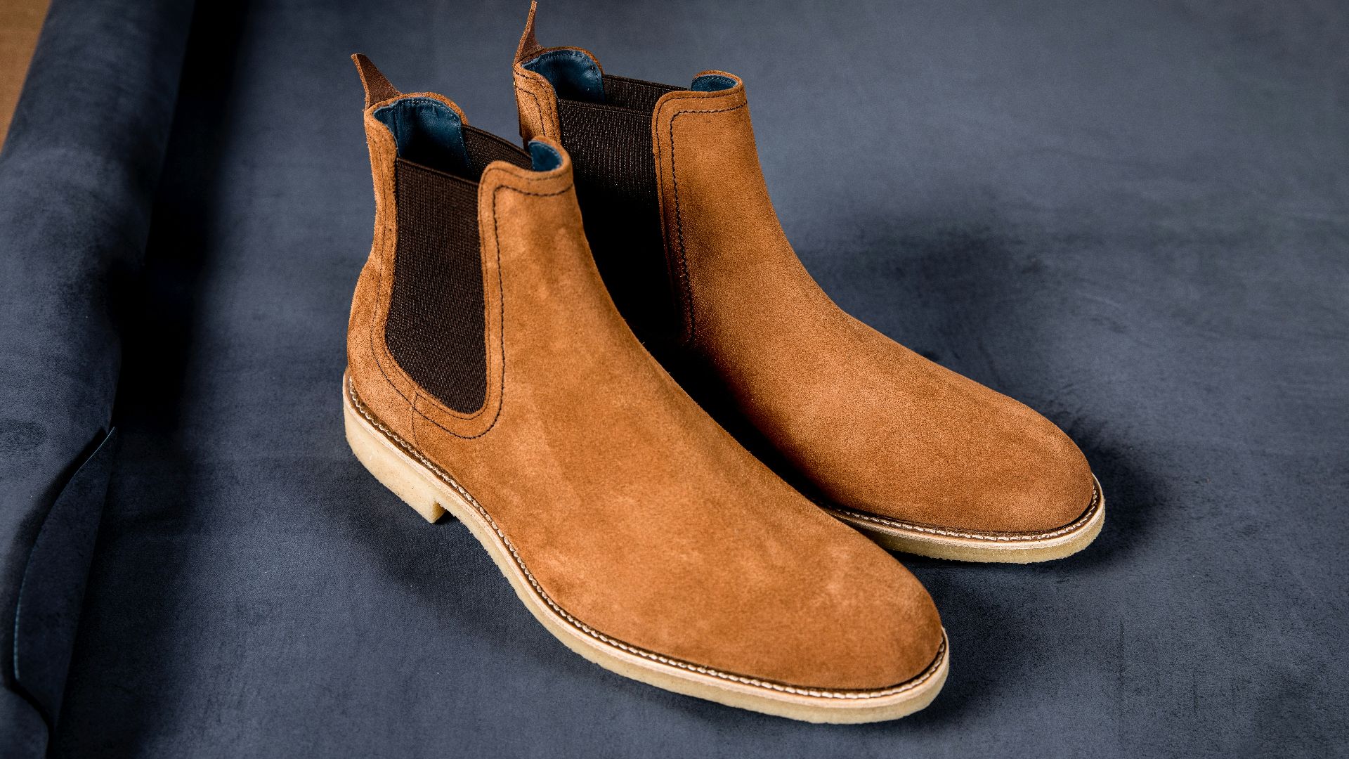brown and white suede boots