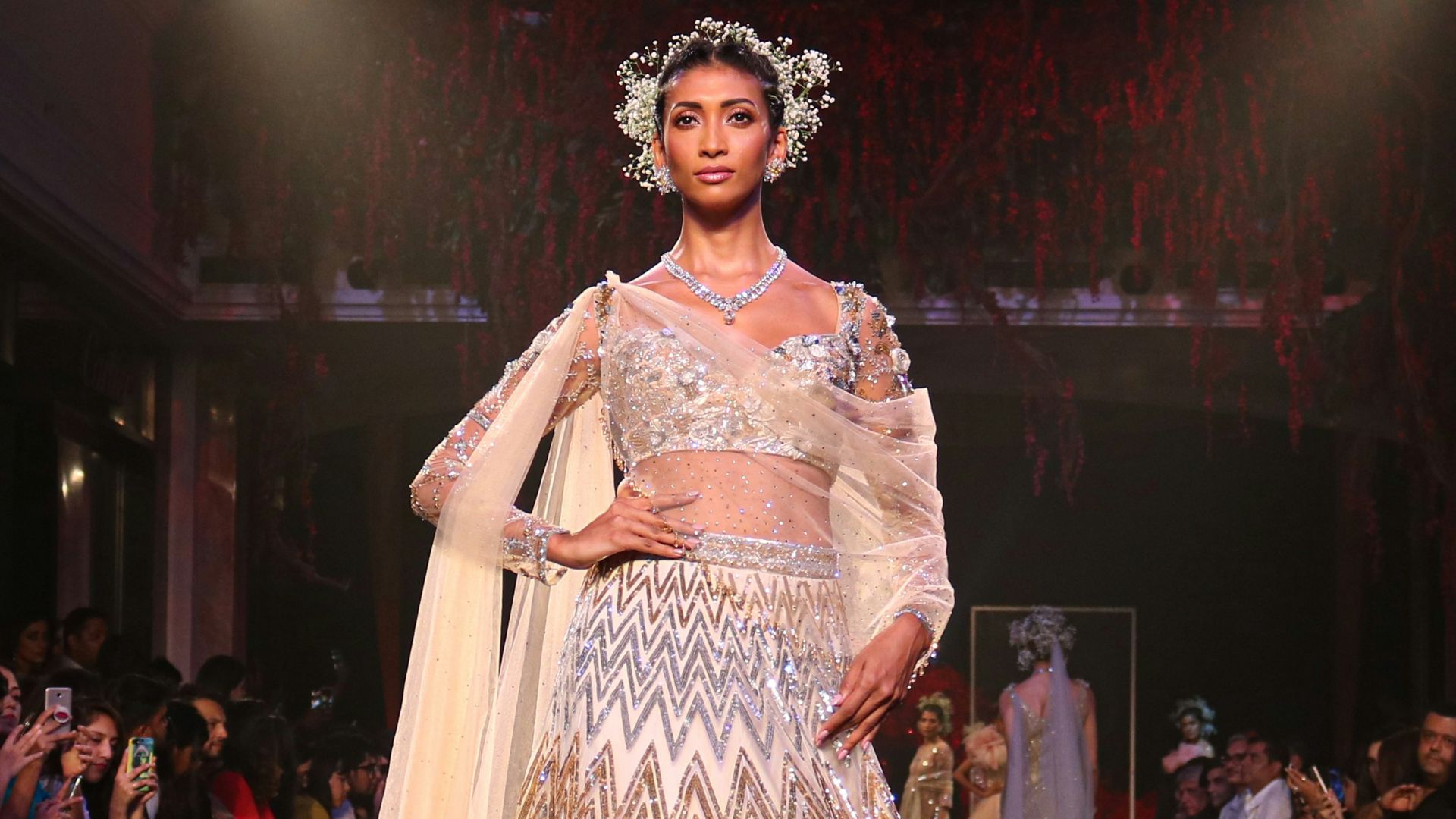 woman walking on fashion show