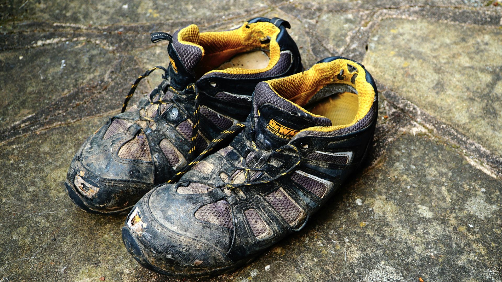 a pair of shoes sitting on top of a rock
