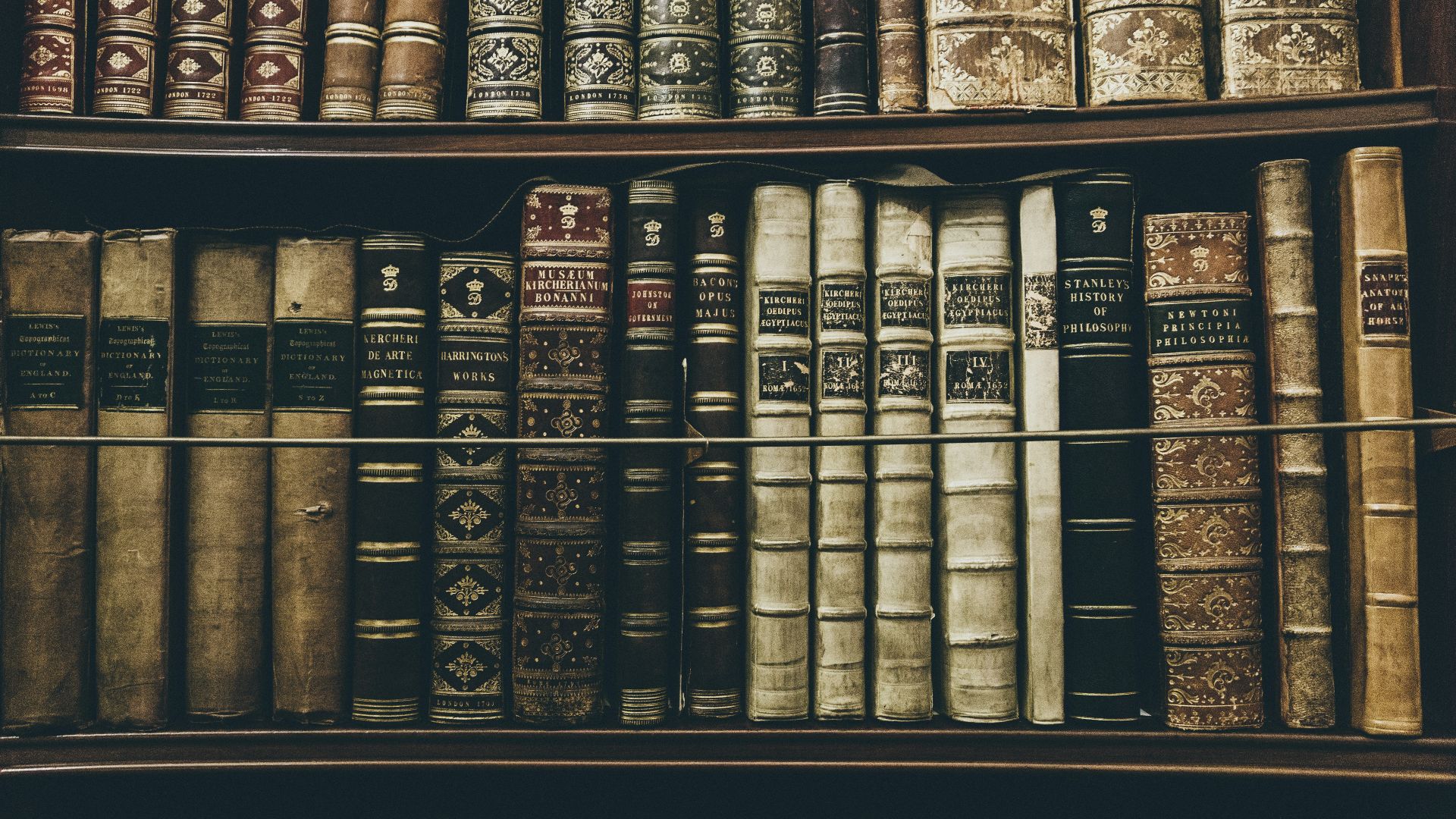 books filed on bookshelf