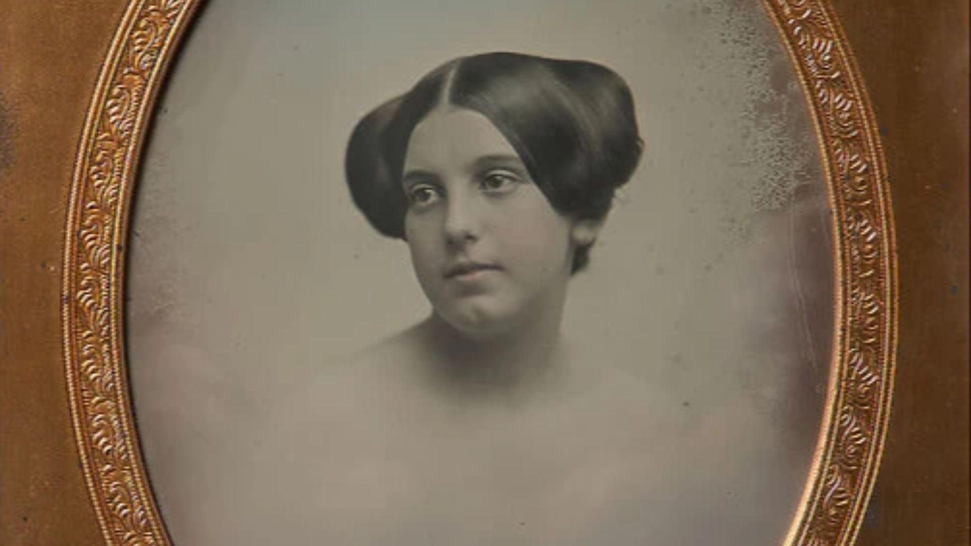 File:Young Woman with Hair Styled in Two Buns, 1850s.webp