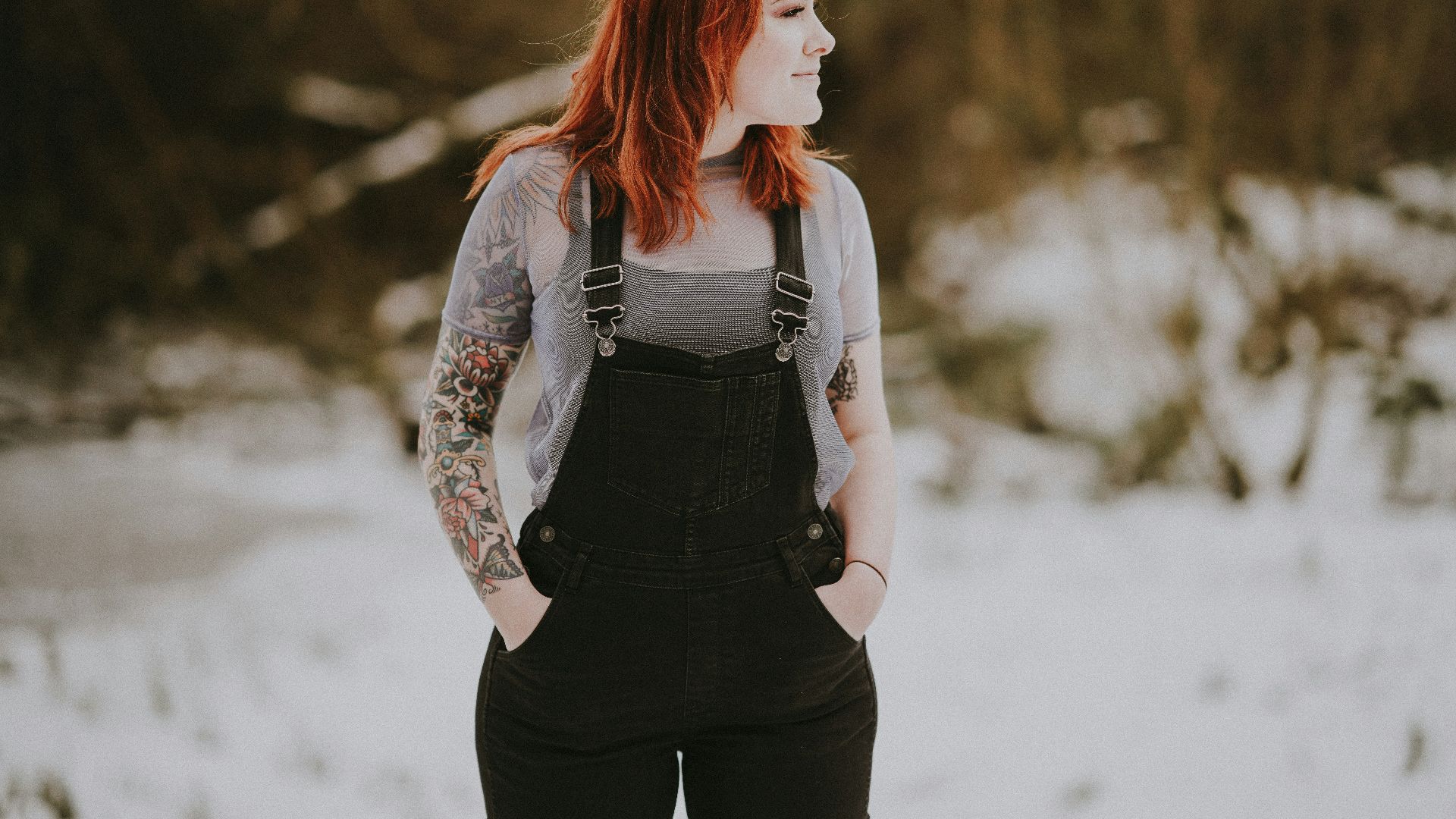 standing woman with hand on pocket