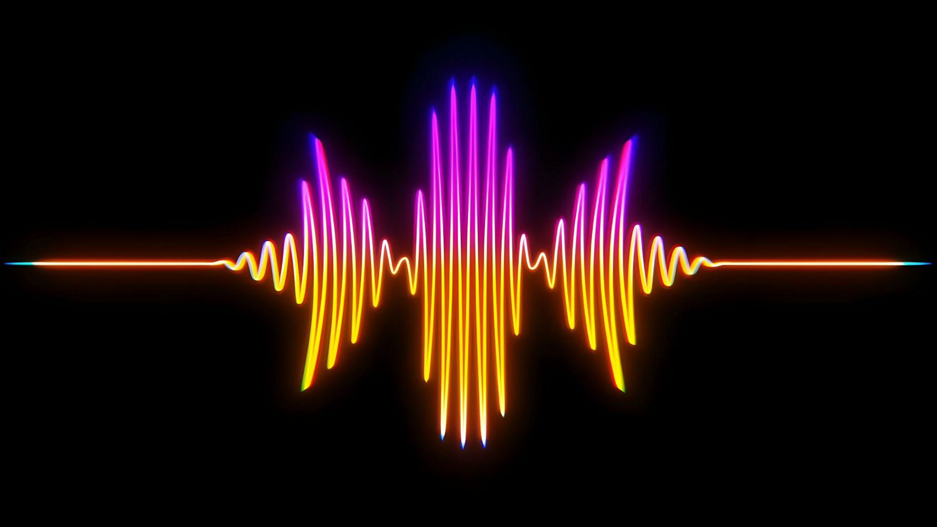 A colorful sound wave on a black background