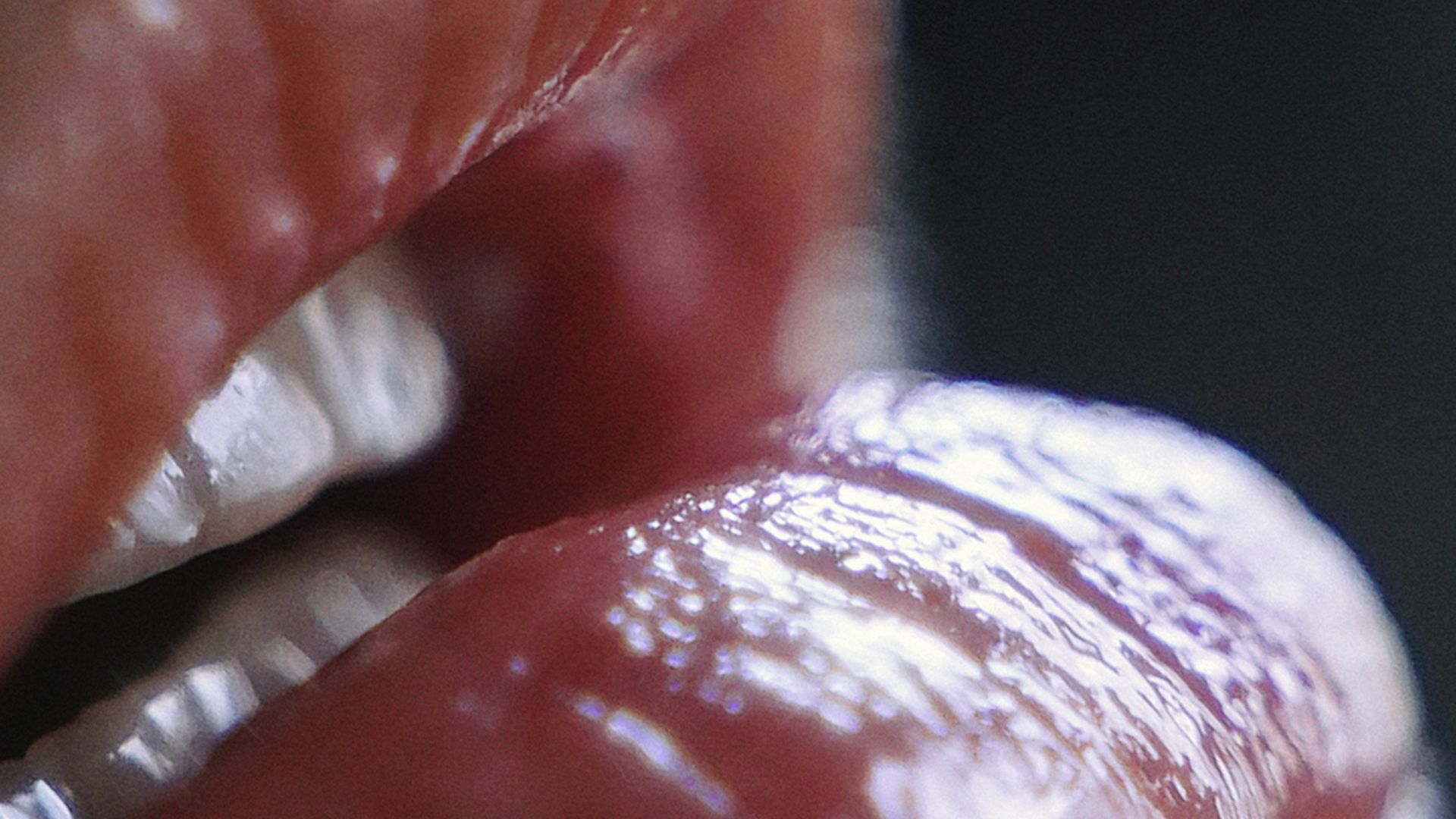 close-up of a person's tongue