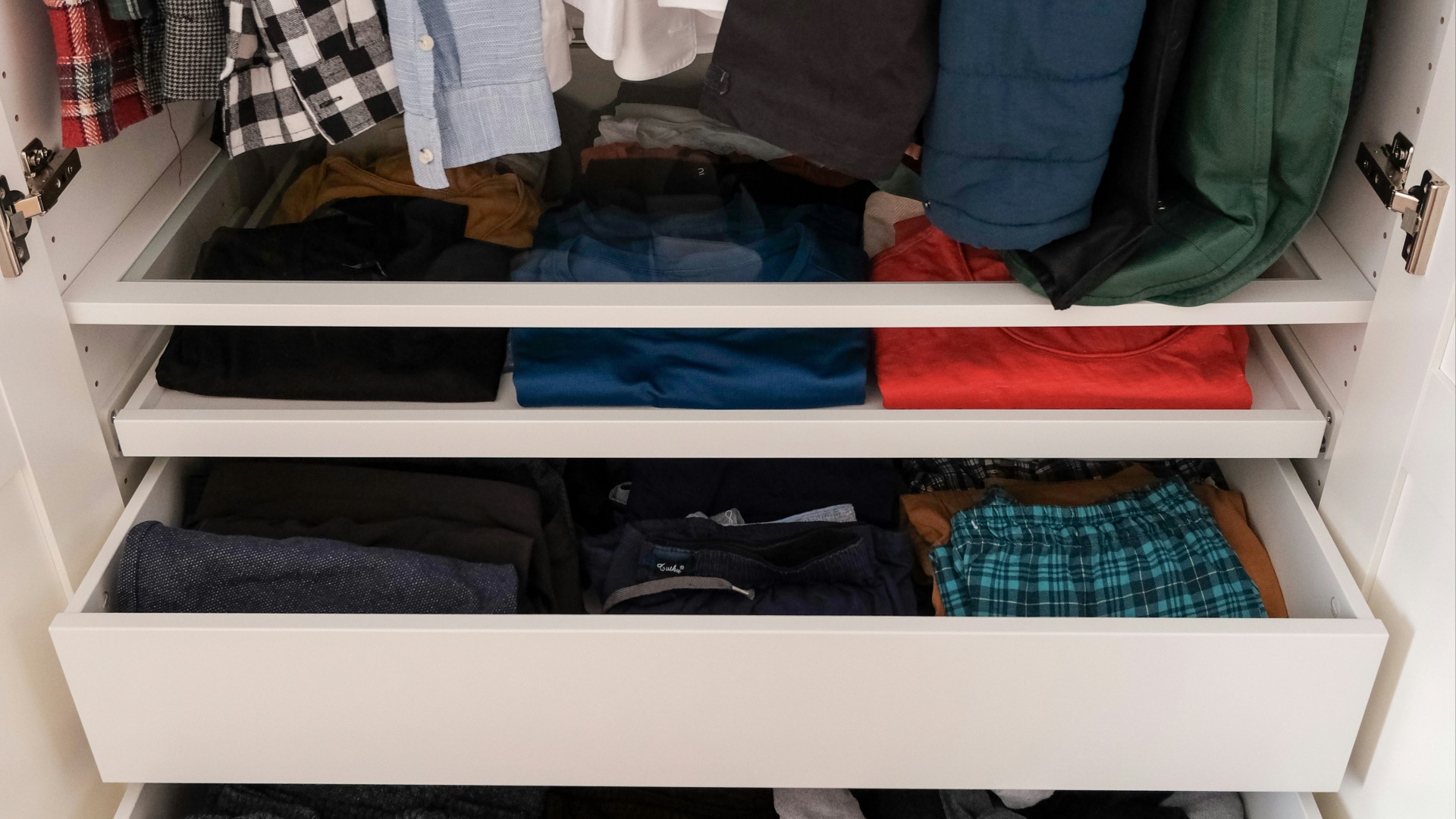 a closet full of clothes