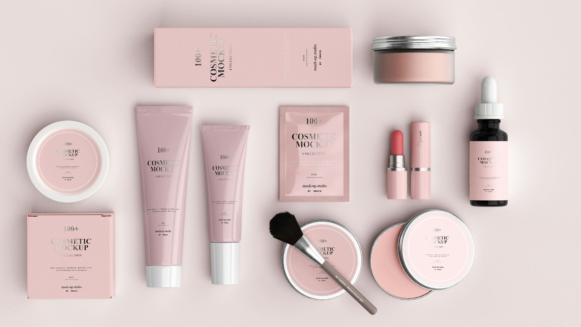 pink and black makeup brush set