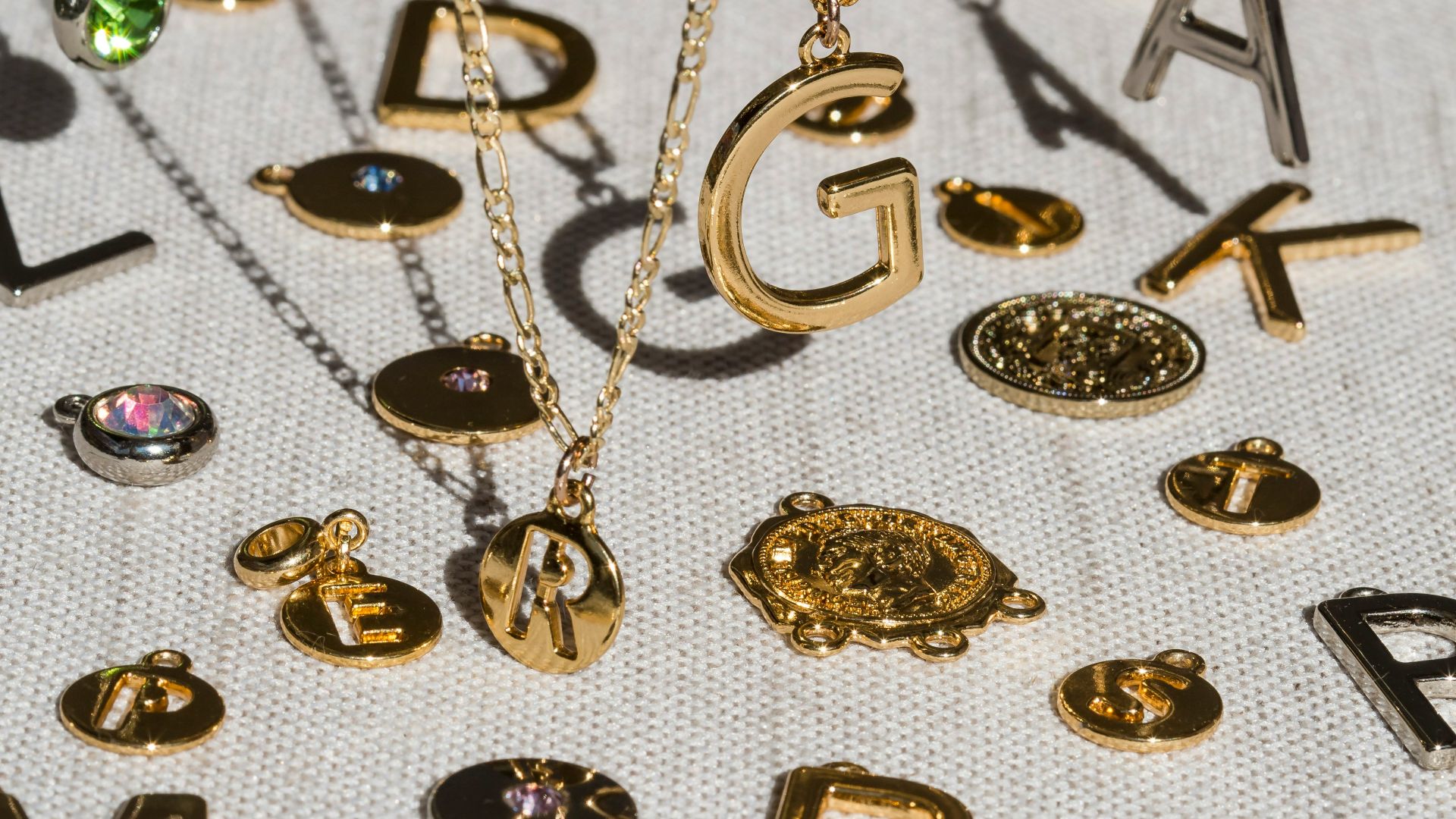 a necklace with several coins