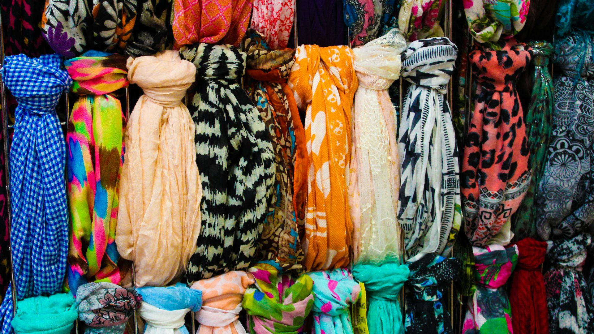 multi-colored scarves