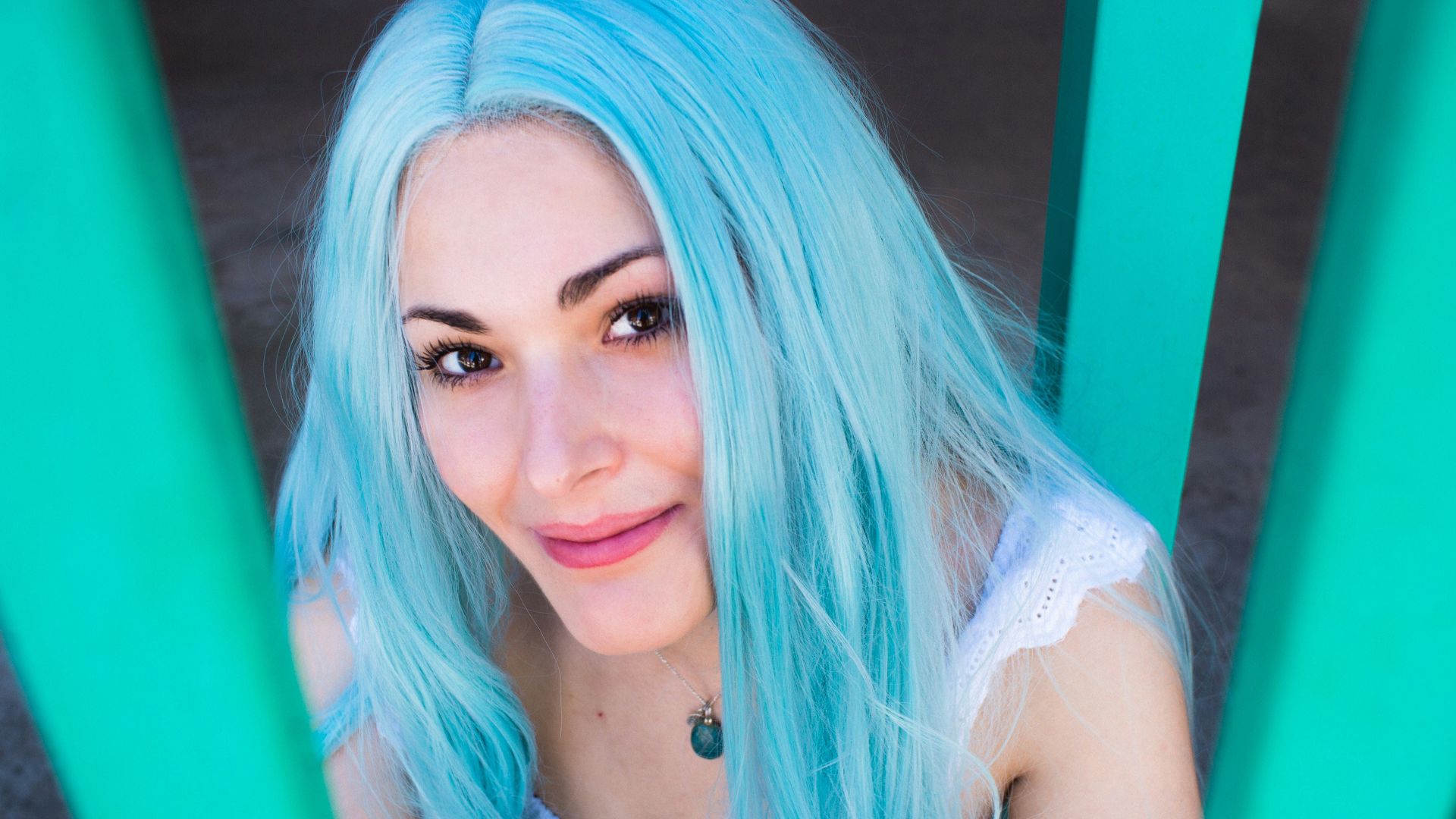 woman with blue hair