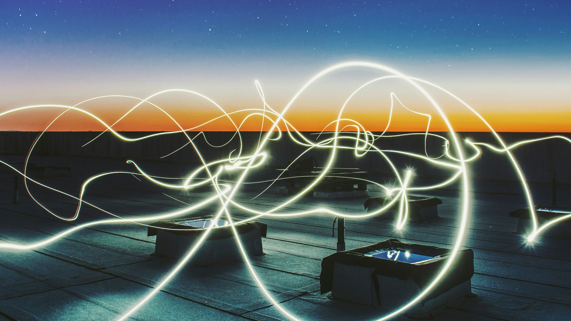 time lapse photography of square containers at night