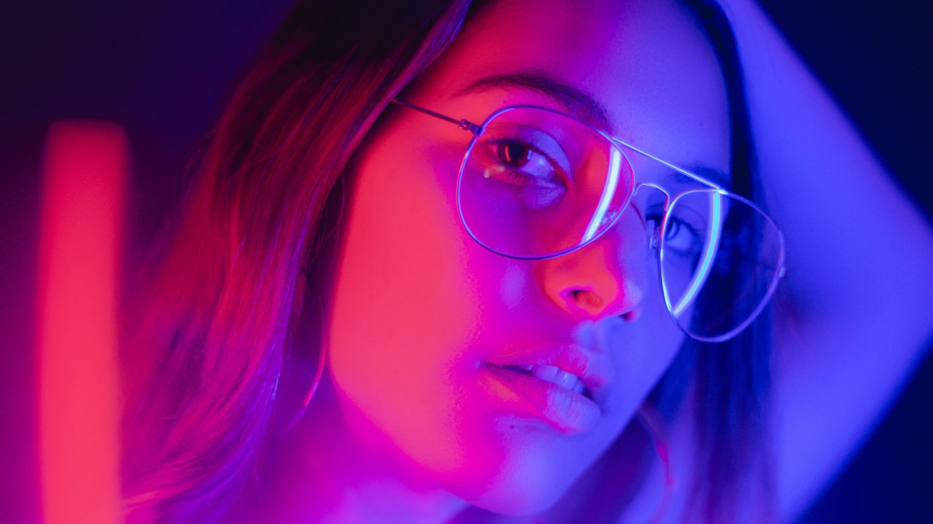 woman in black framed eyeglasses