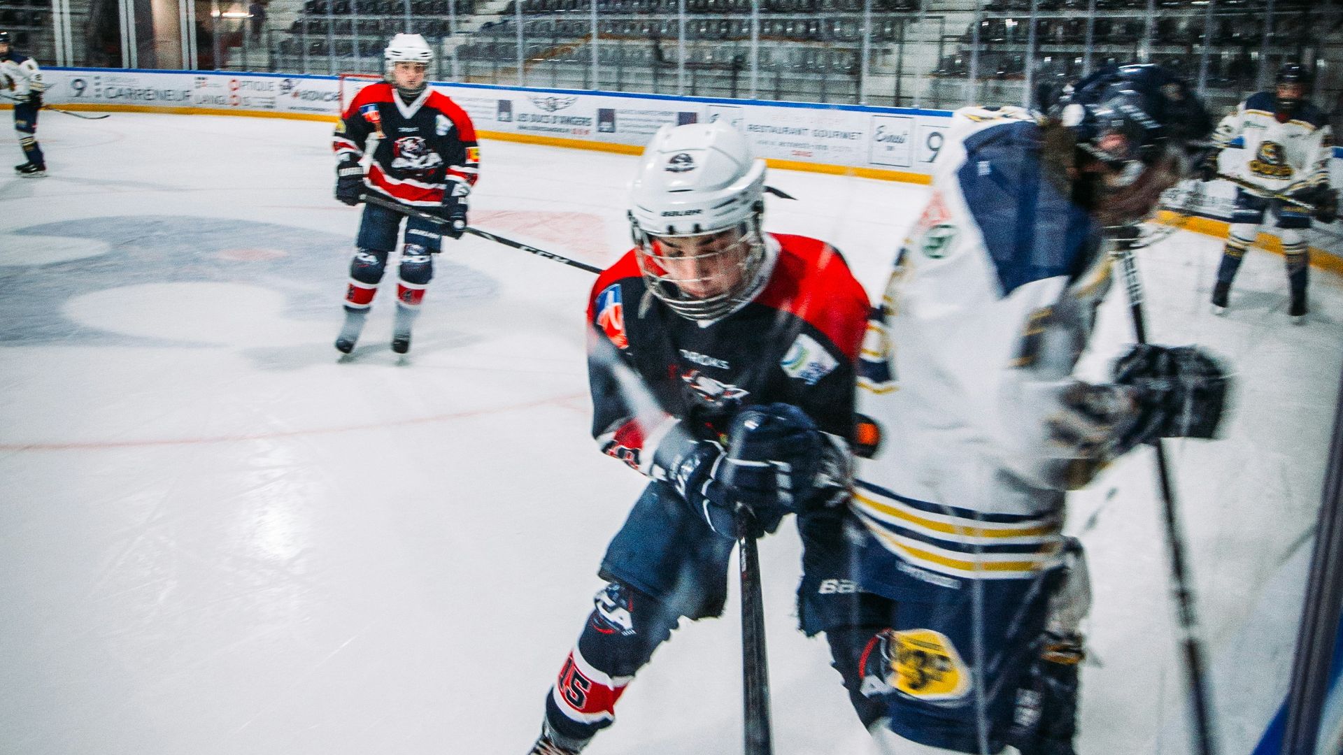 ice hockey players on ice hockey field