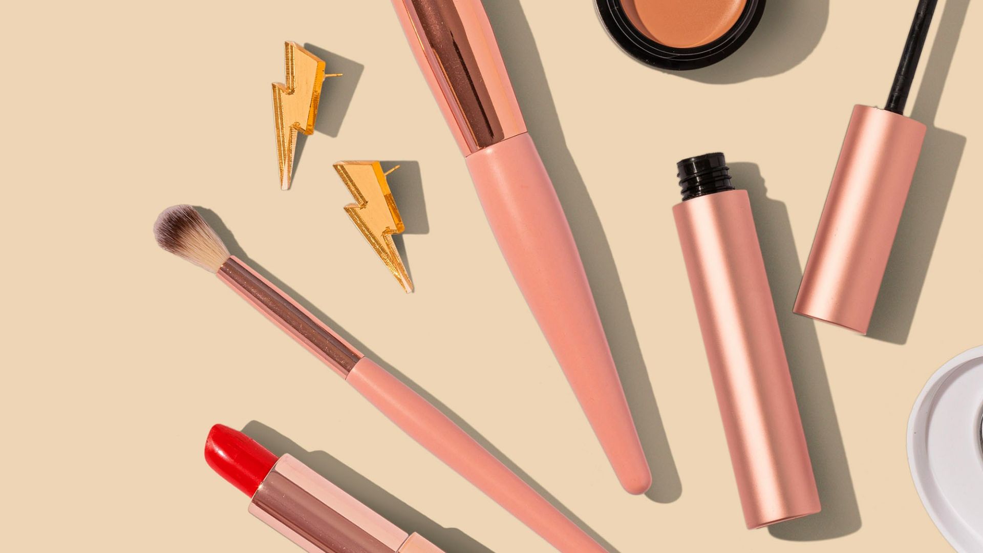 pink and brown makeup brush set