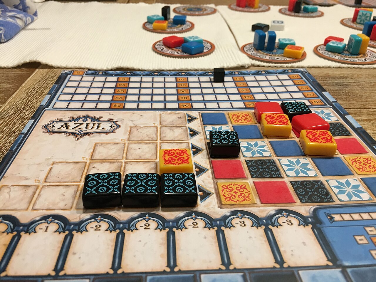 A Four-Player Game Of The Board Game Azul