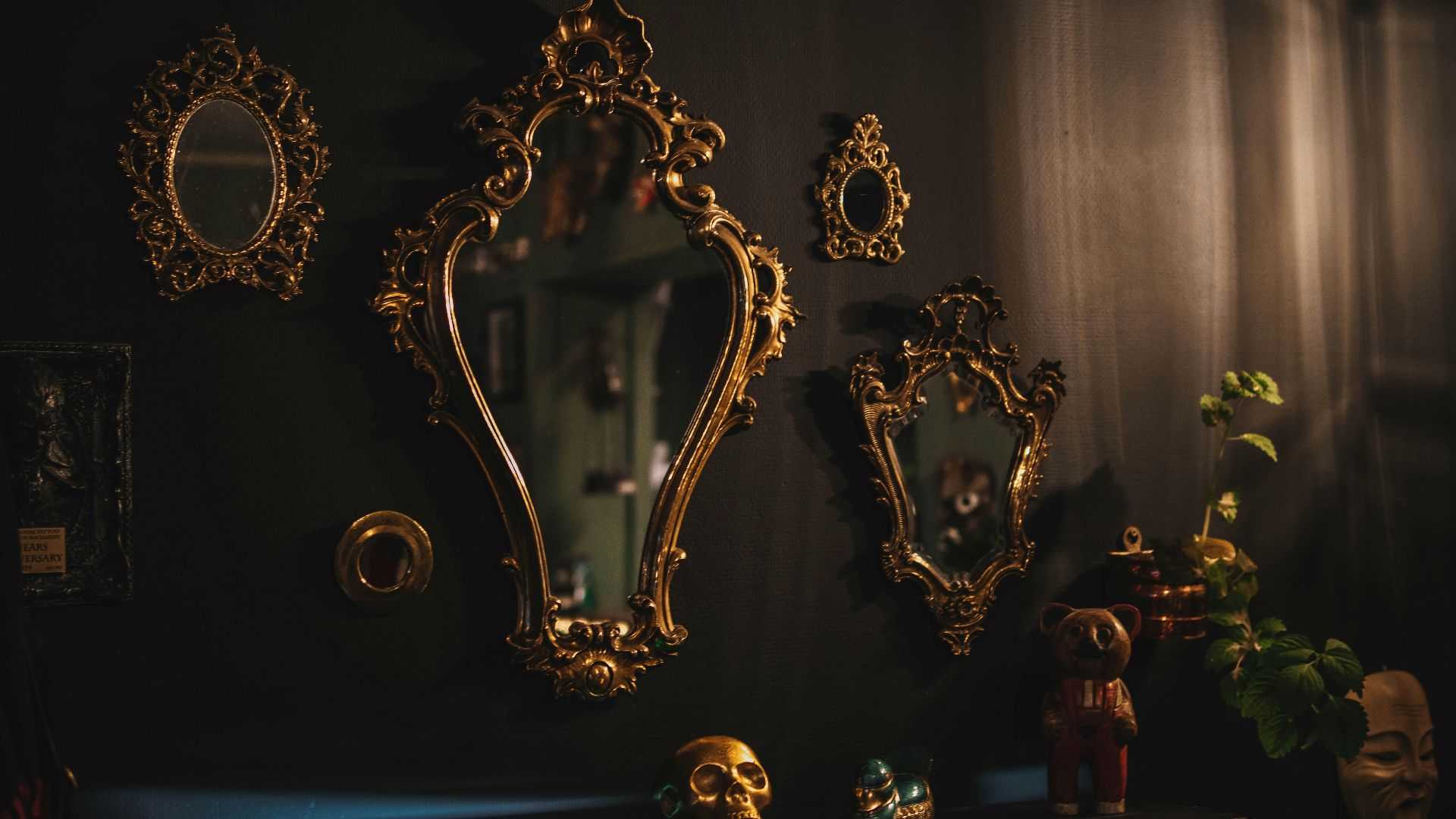 gold and silver steel wall decor