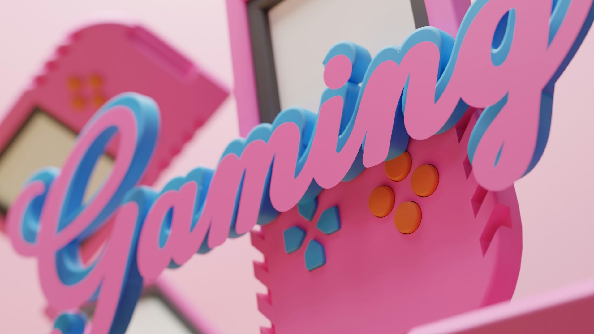 a close up of a pink object with the word gaming on it