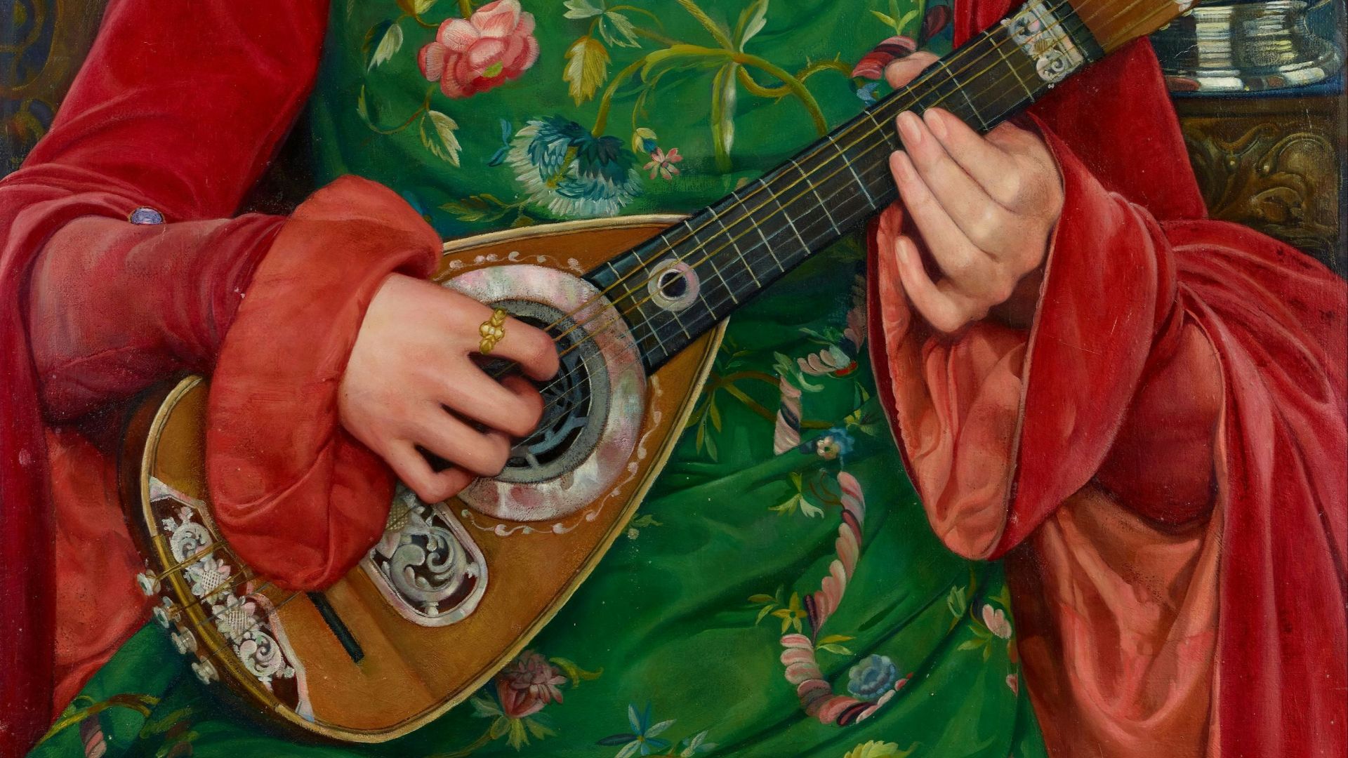 woman playing guitar painting