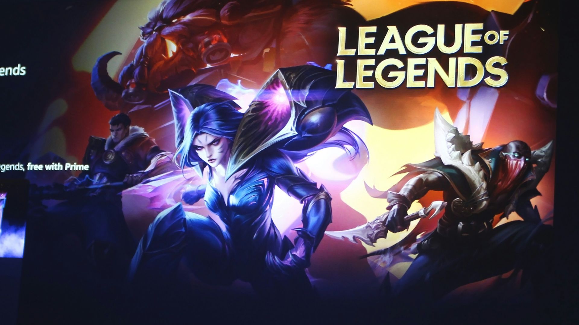 a computer screen with a league of legend logo on it