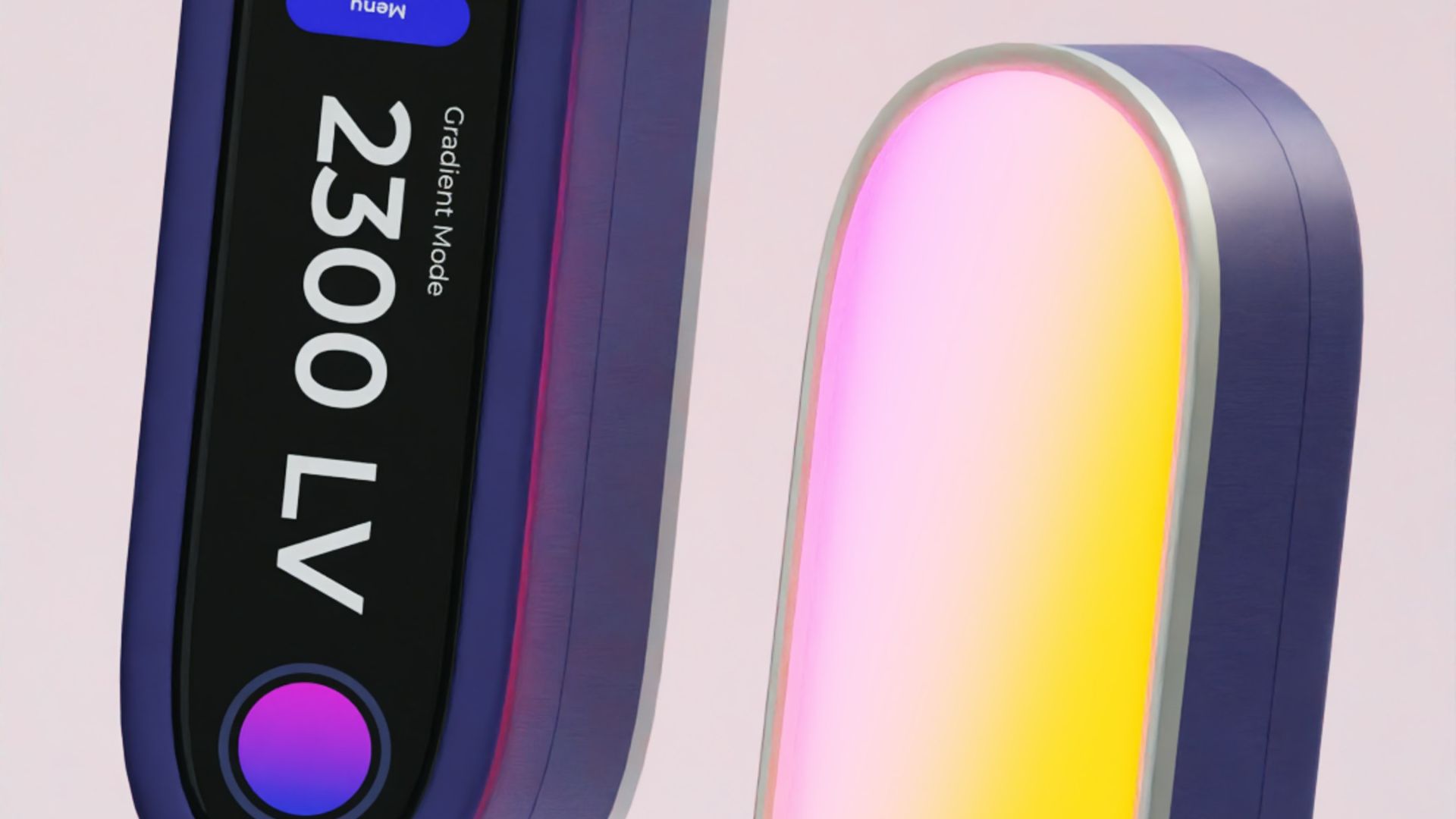 A close up of an electronic device with a colorful light