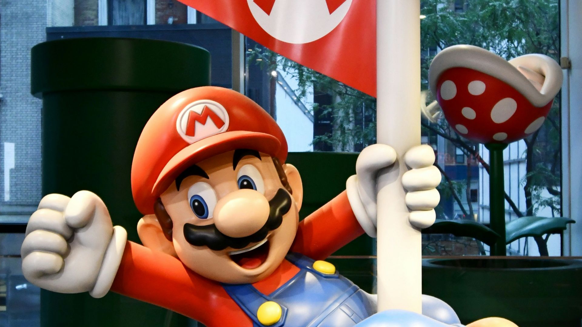 super mario holding m ms candy cane