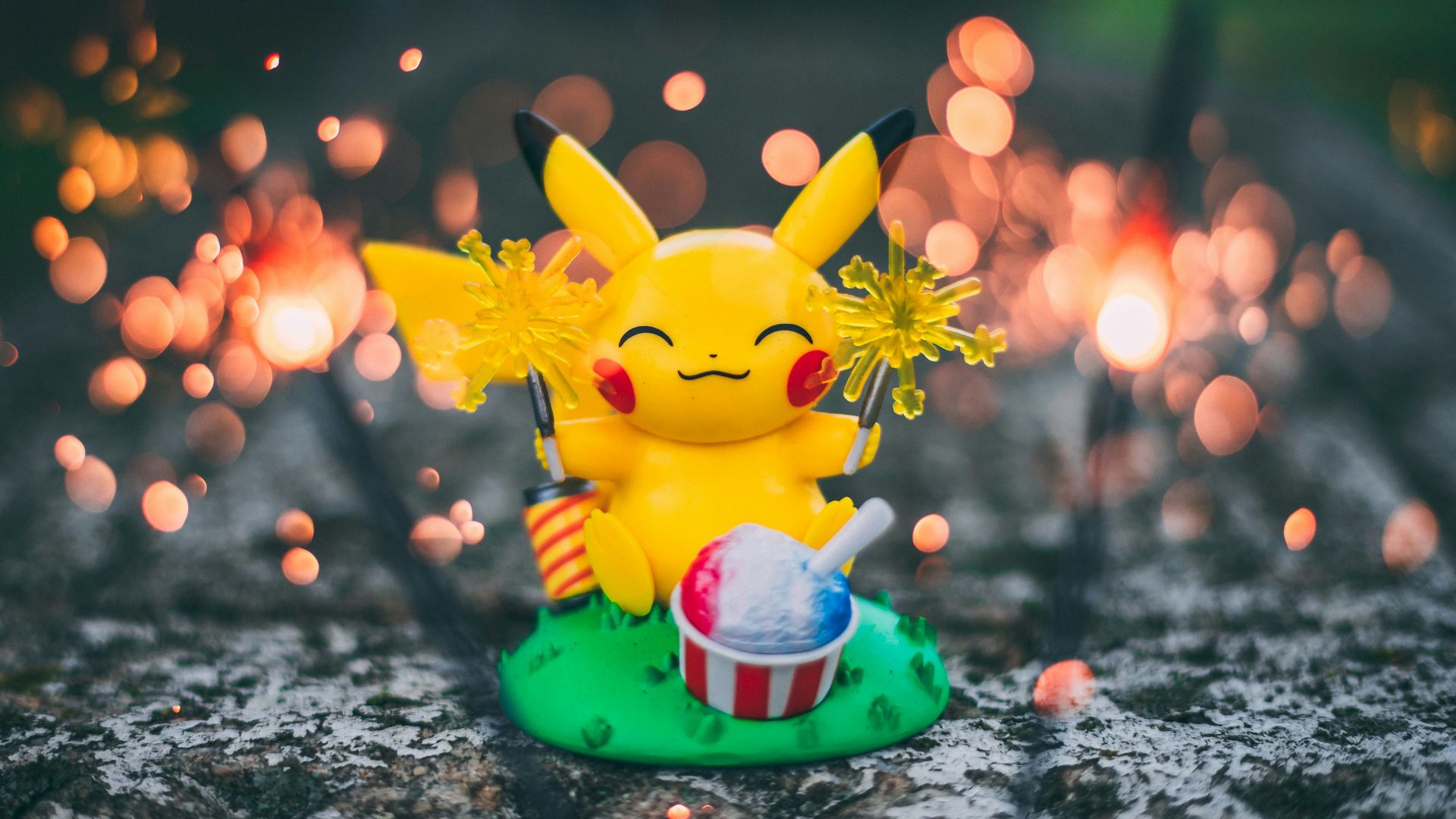 a small toy on a rock