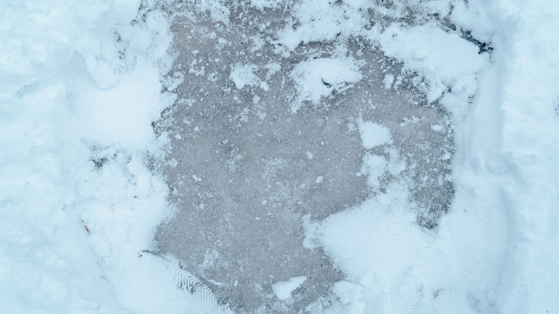 a view of the snow from above looking down