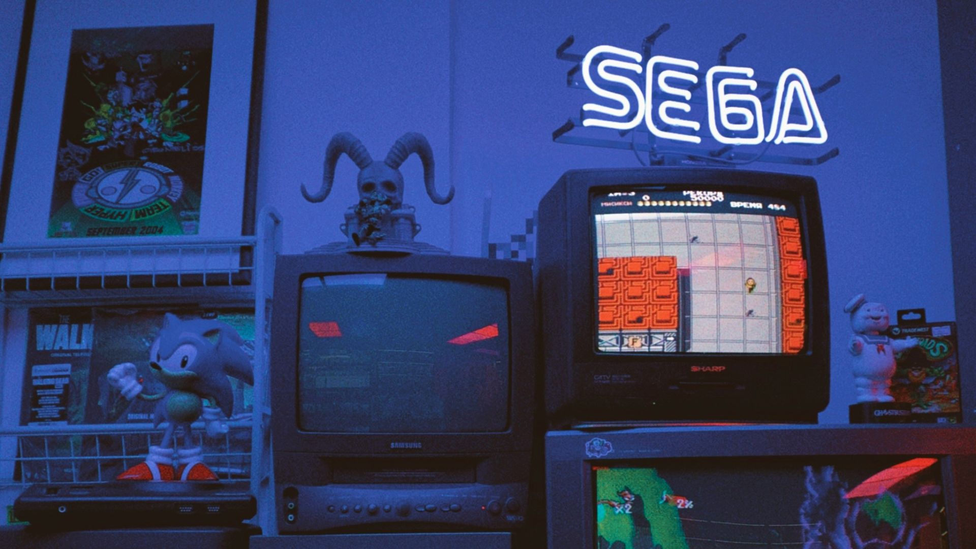 black crt tv on brown wooden tv rack