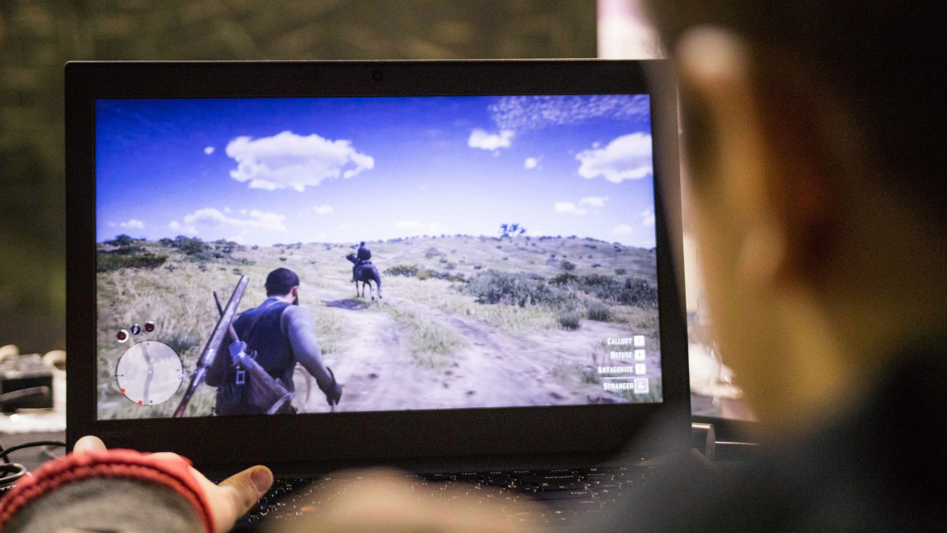 a person holding a camera