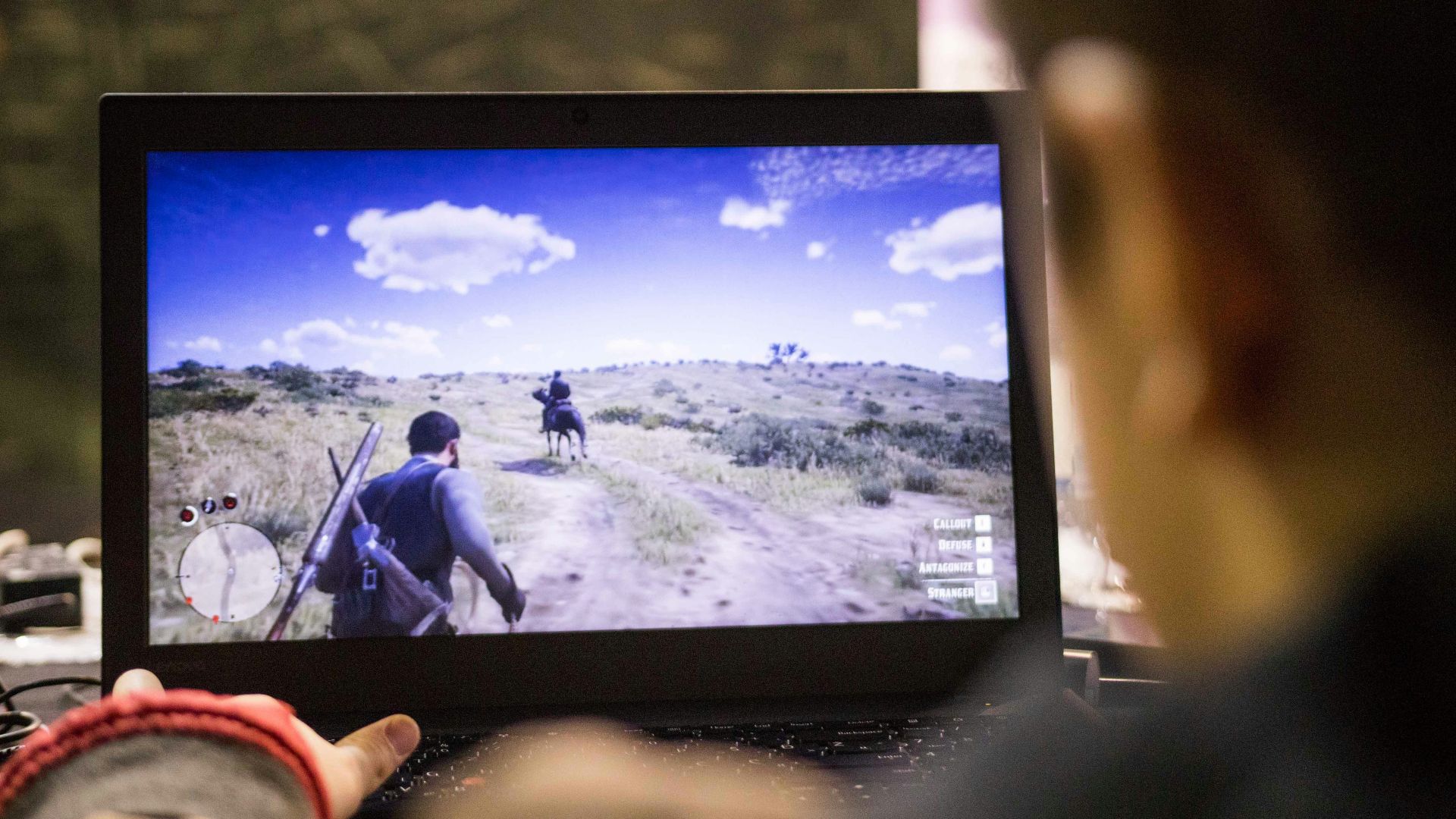 a person holding a camera