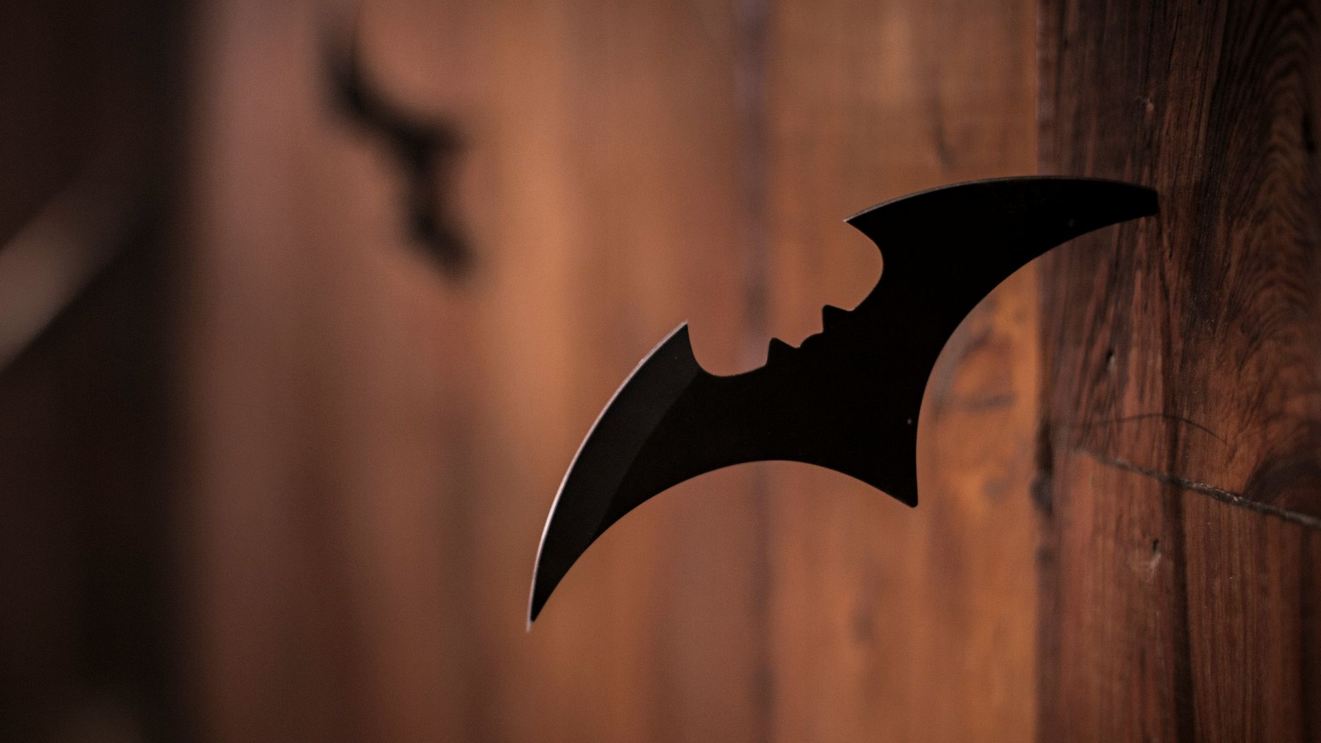 closeup photo of shuriken on wood