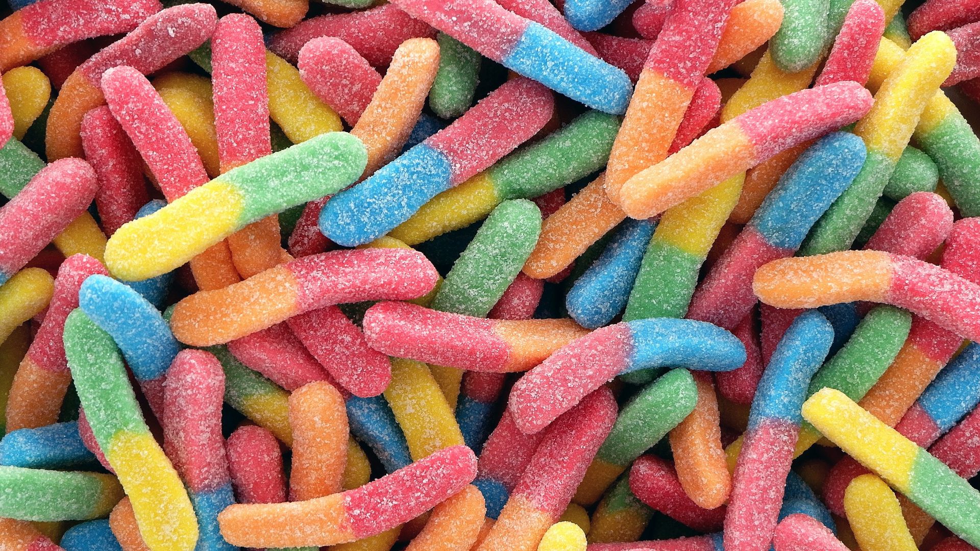 multicolored candy worms