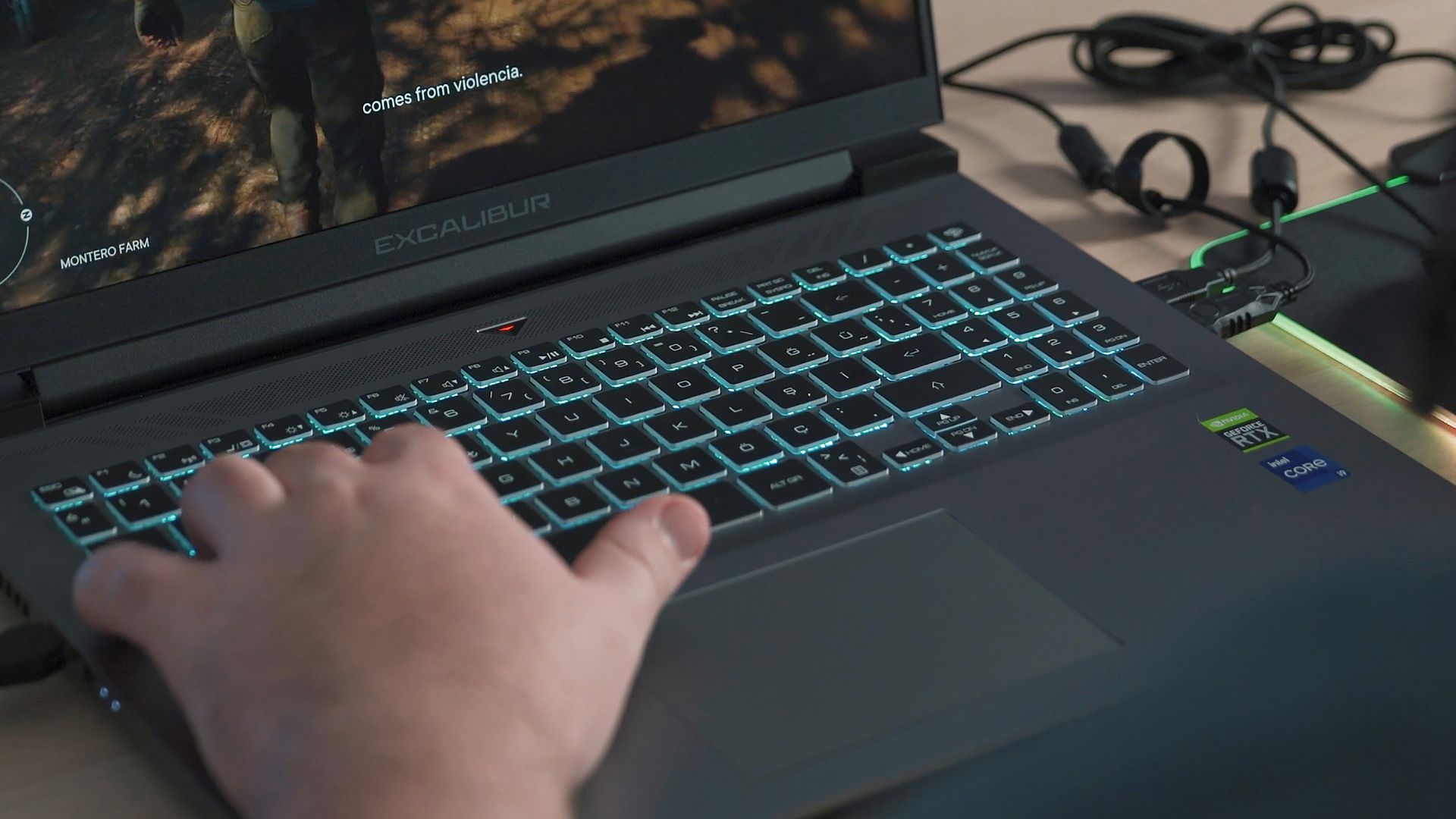 a person playing a video game on a laptop