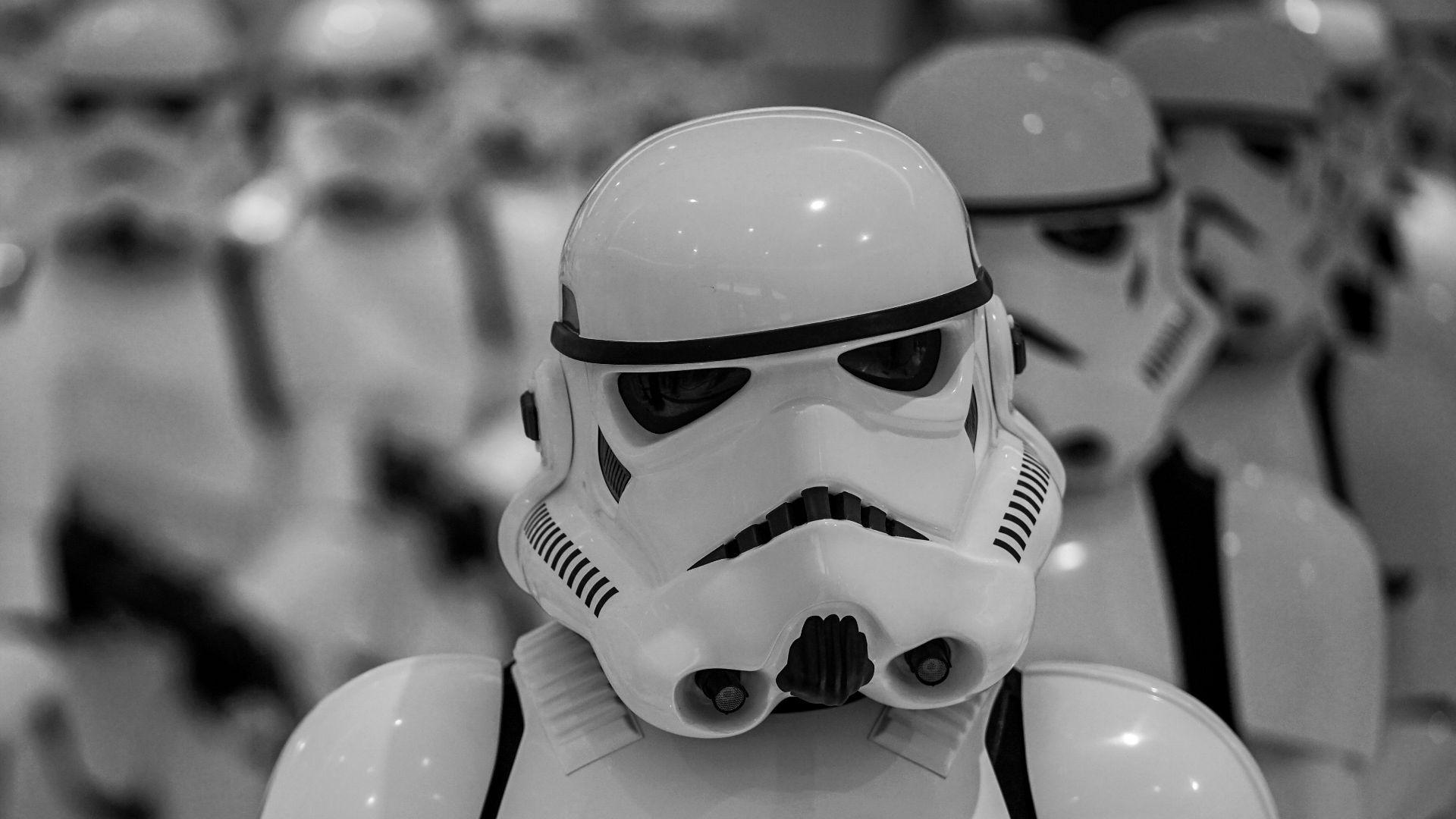 selective focus photography of Star Wars Stormtroopers