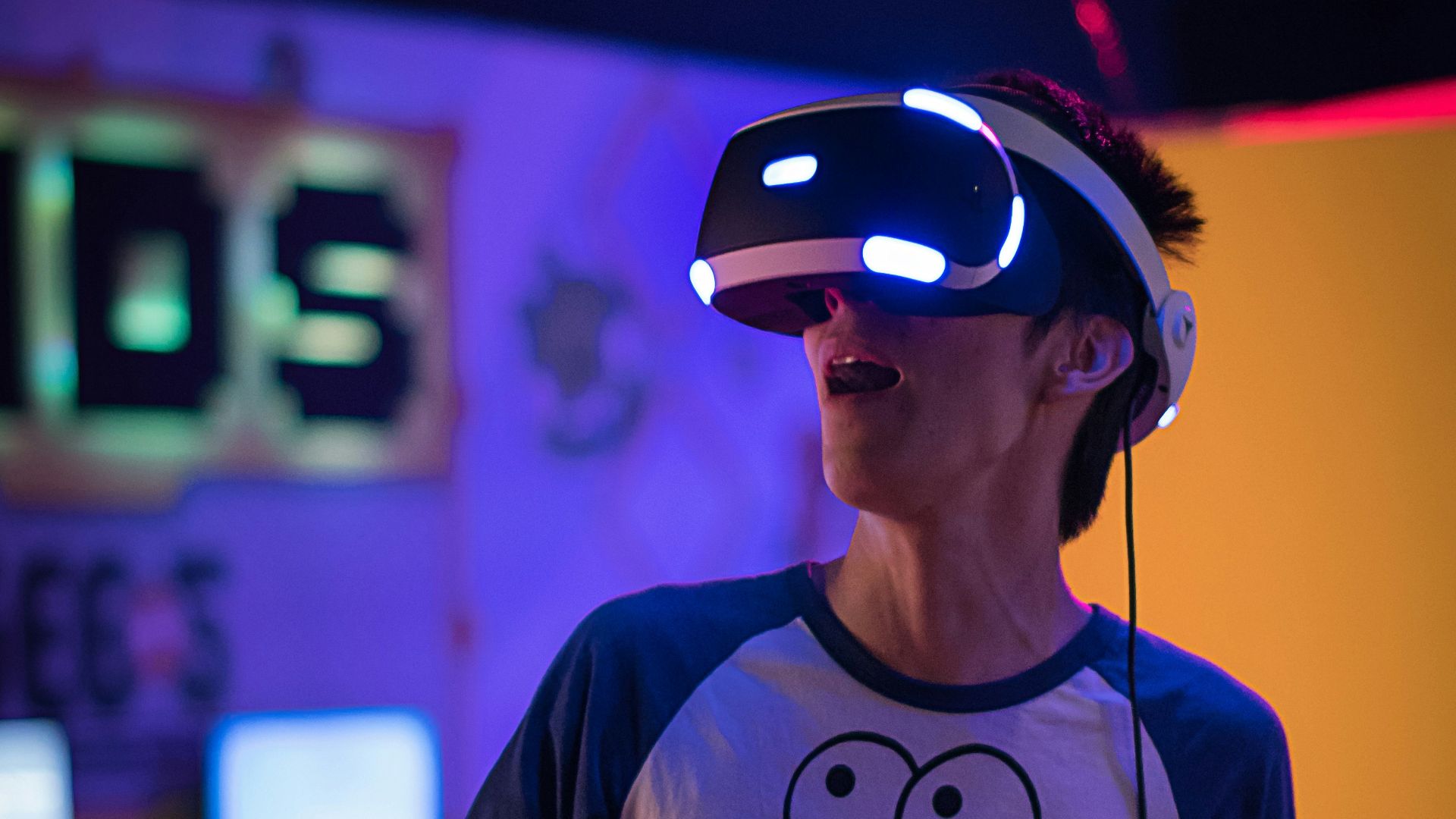 man wearing Sony PlayStation VR