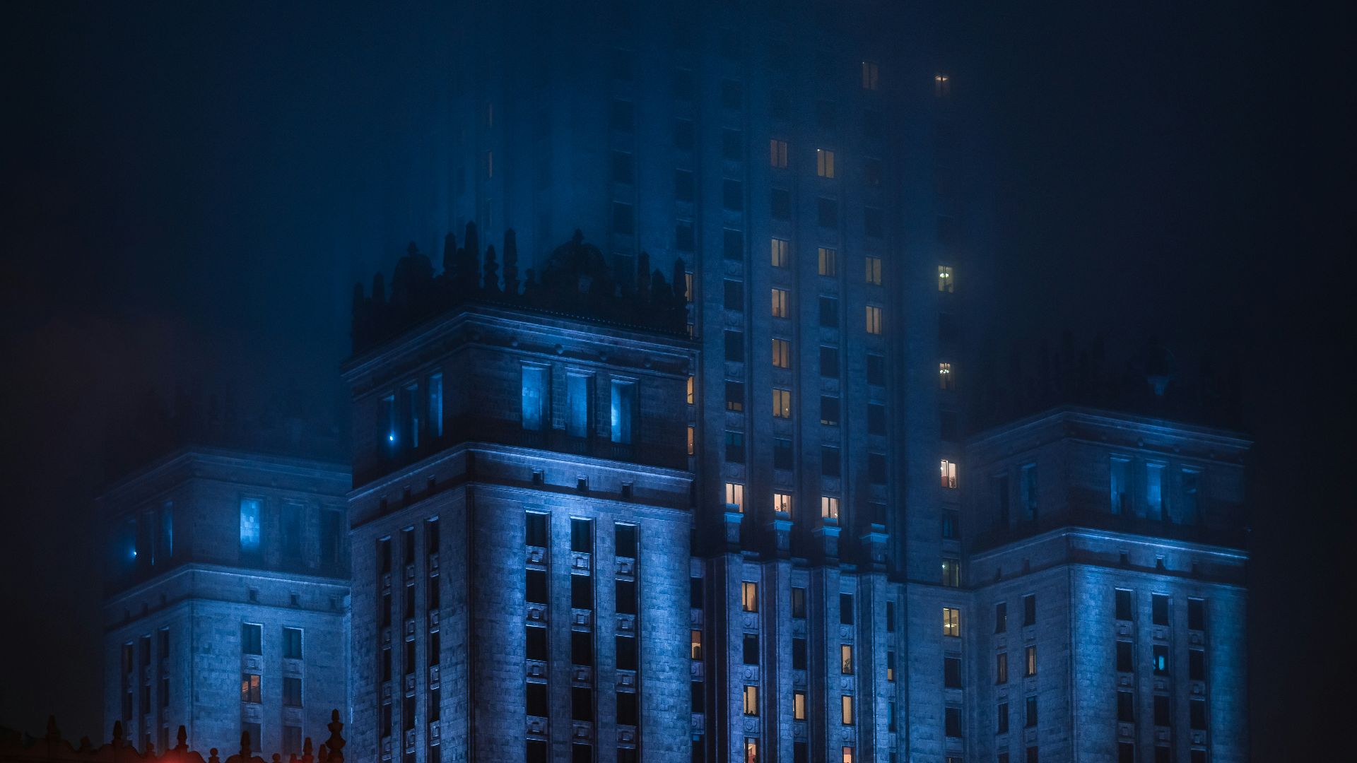 white concrete building during night time